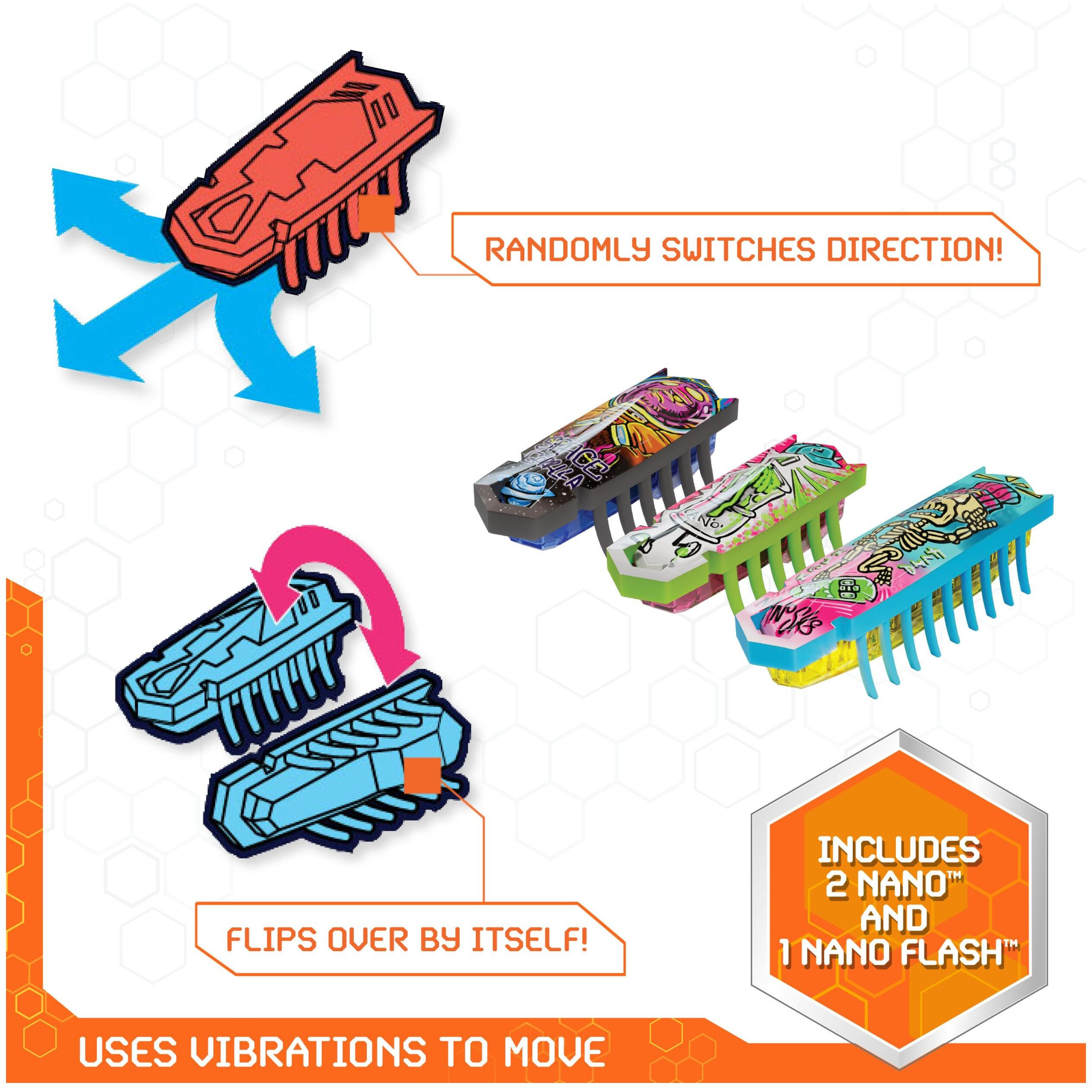 Hex Bots Nano Land  Sensory Toys For Kids & Cats With Over 40 Pieces & 3 Nano Bots  Toy Playsets & Mini Robot Toy For Kids Ages 3 & Up  Batteries Included