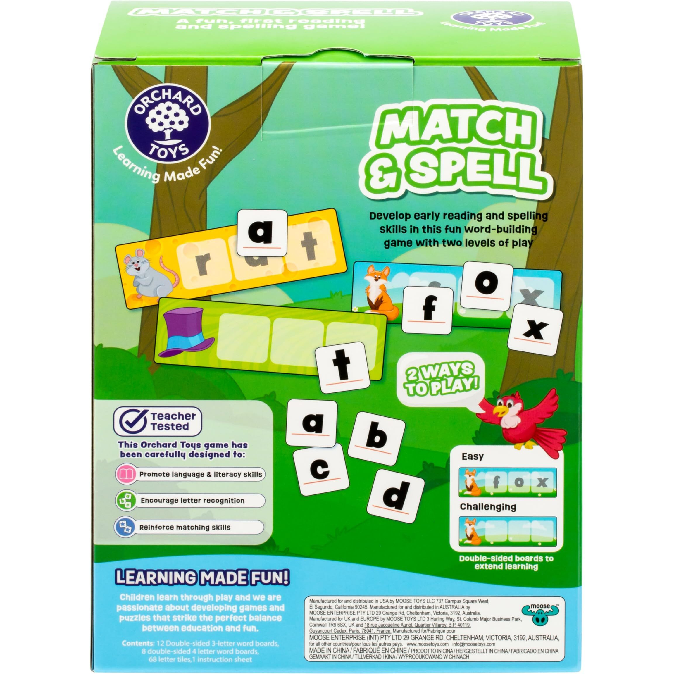 Orchard Toys Match & Spell Game - New Art  Develop Your Children's Early Reading And Spelling Skills In This Updated  Fun Word-Building Game  2 Ways To Play  For Ages 4+  Single Or Multiplayer Game