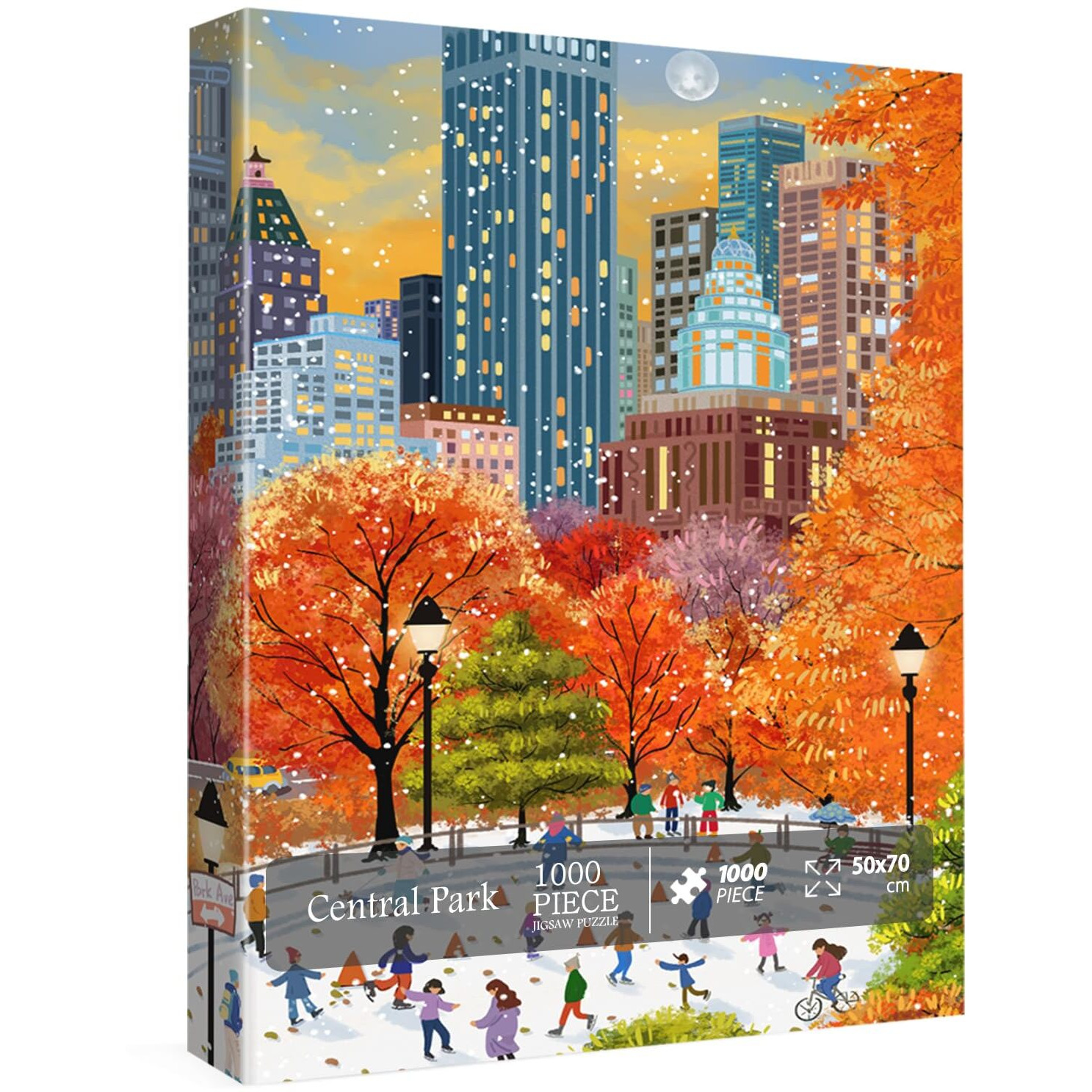 Fall Central Park Puzzles 1000 Pieces For Adults  Fun Fall Winter Snow Jigsaw Puzzle  Autumn Art Puzzle Collage As Home Decor