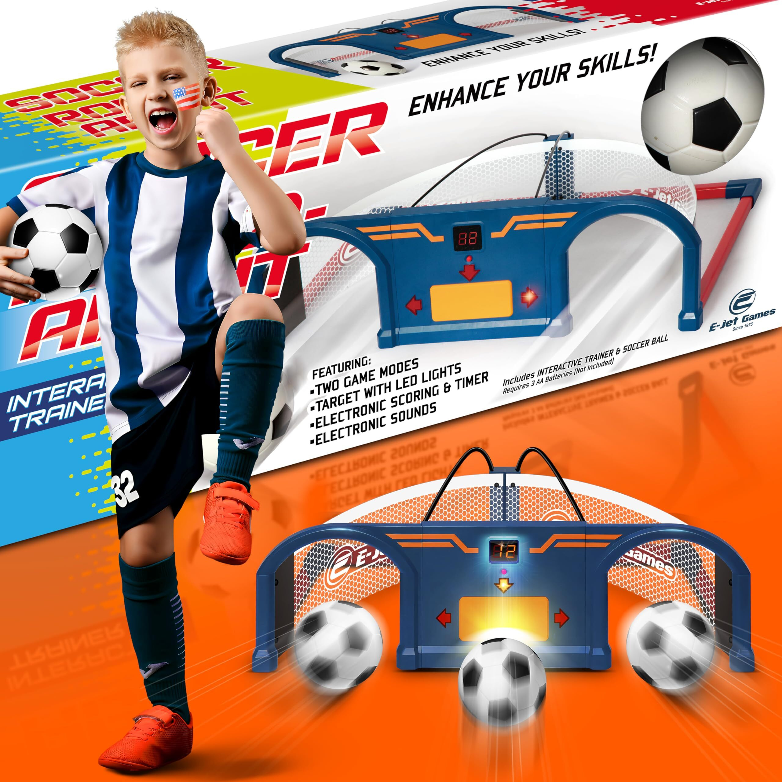 E E-Jet Games Soccer Trainer  Kids Soccer Exercises Training Set | Improve Agility First Touch Ball Control & Foot-Eye Coordination Hand-Eye