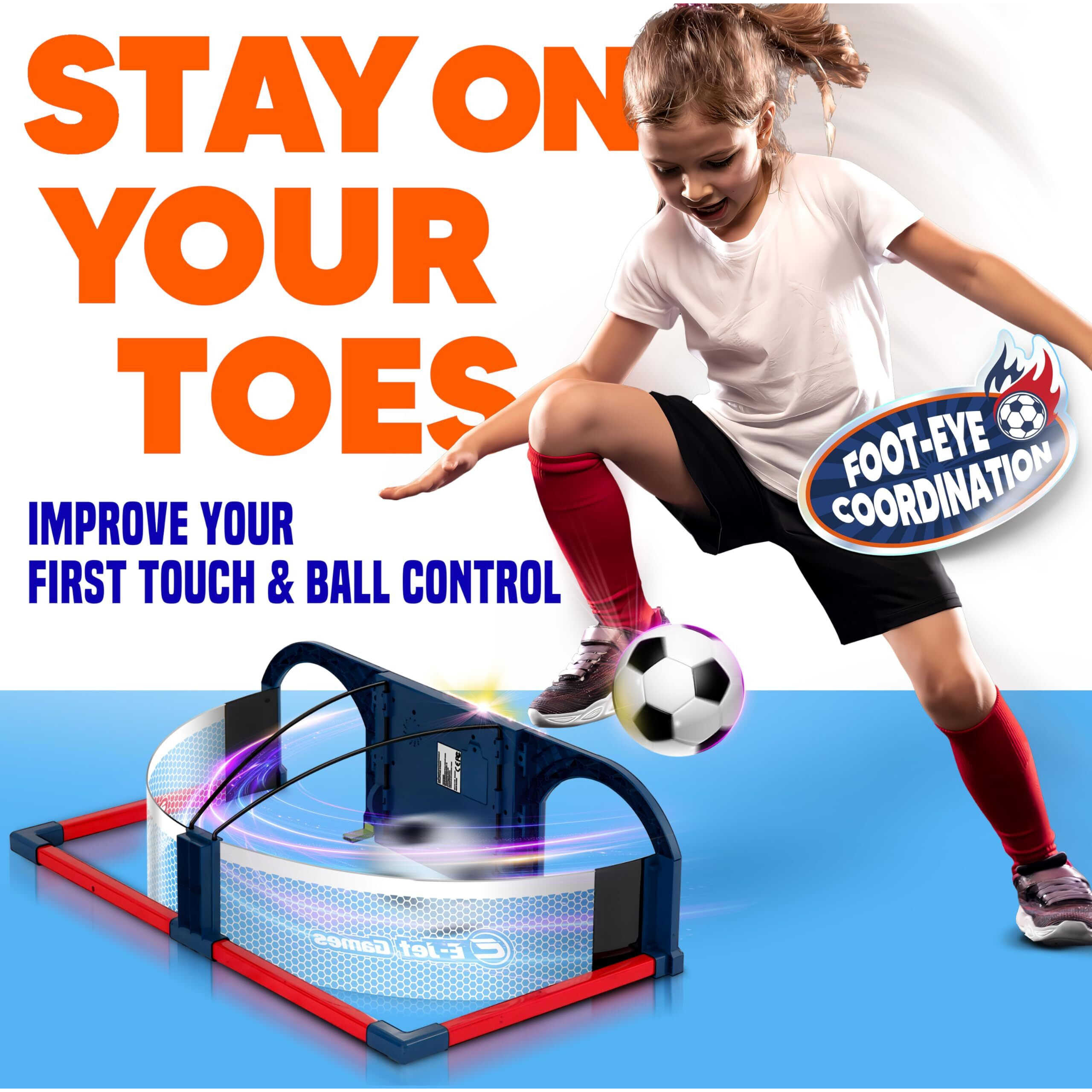 E E-Jet Games Soccer Trainer  Kids Soccer Exercises Training Set | Improve Agility First Touch Ball Control & Foot-Eye Coordination Hand-Eye