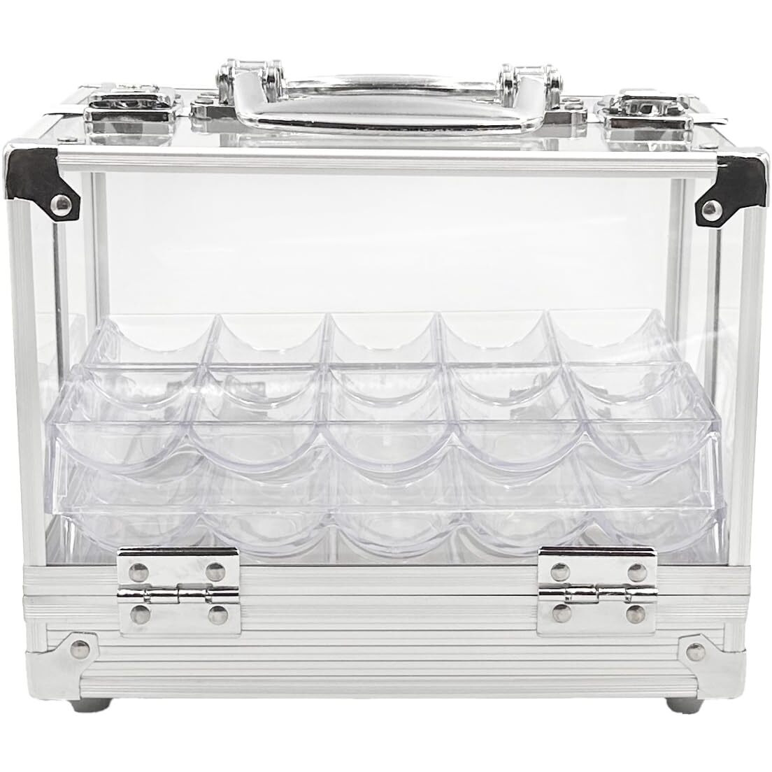 Seetooogames Acrylic Poker Chip Case - 600Pcs Poker Chip Carrier With 6 Poker Chip Trays