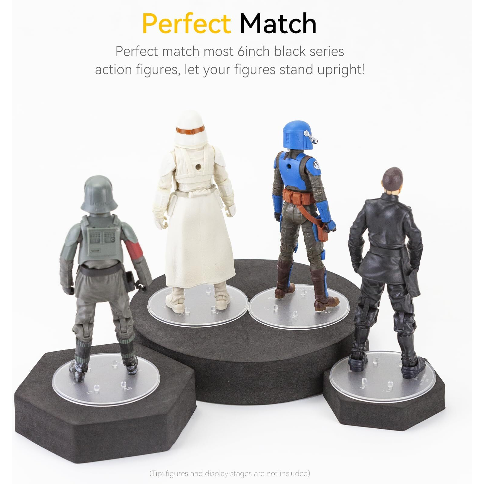 48Packs Star Was Black Series 6Inch Action Figure Stand For Display  1/12 Scale Clear Toy Figuras Support Stands Feet With Peg  Figures Organizer Bases Holder Collectibles Accessories - Multi-Pegs -