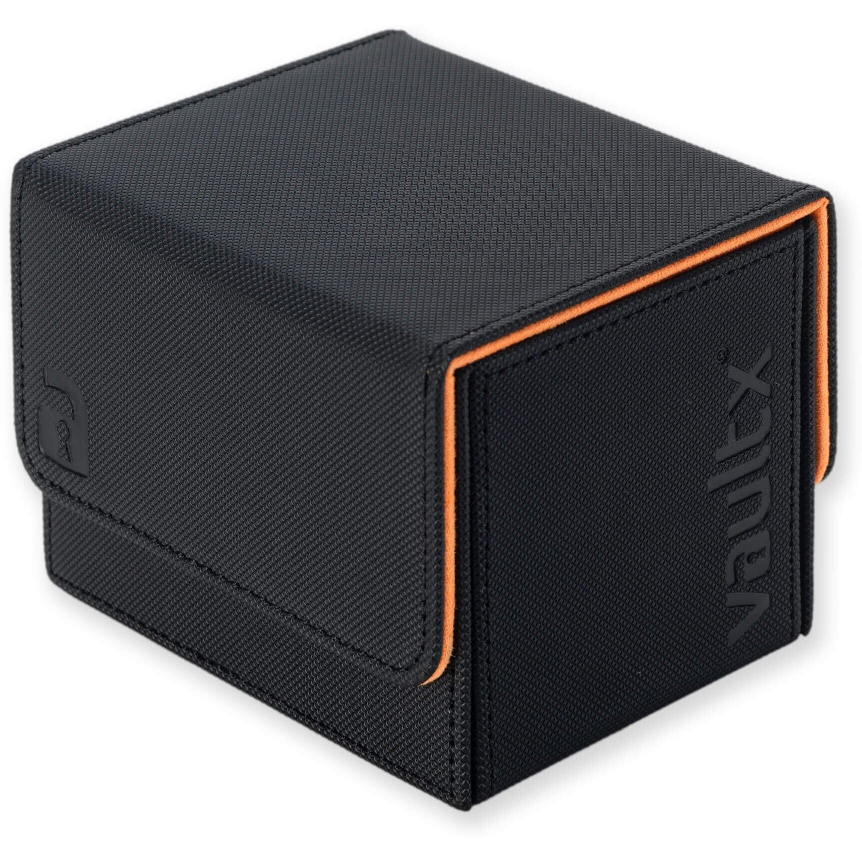 Vault X Exo-Tec Modular Sideloading Deck Box Module For 100+ Tcg Cards. Detachable Magnetic Lid. Fits Commander & Standard Trading Cards. (Black/Electric Orange)