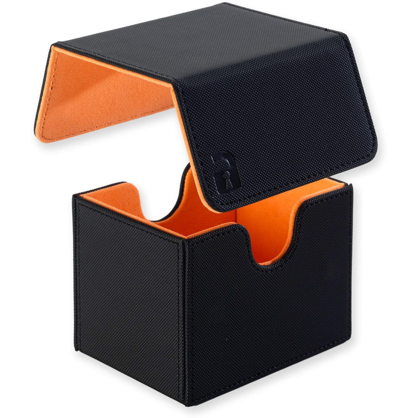 Vault X Exo-Tec Modular Sideloading Deck Box Module For 100+ Tcg Cards. Detachable Magnetic Lid. Fits Commander & Standard Trading Cards. (Black/Electric Orange)