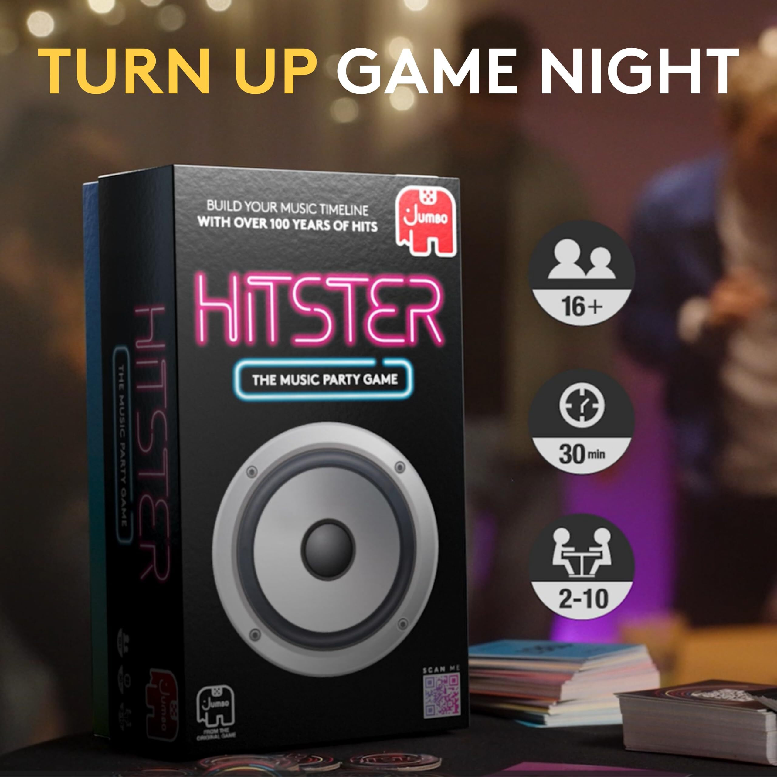 Jumbo Hitster - The Music Party Card Game  Fun Music Quiz Card Game  2-10 Players - 300 Plus Iconic Music Hits - Great For Adult And Family Game Nights (Us Edition)