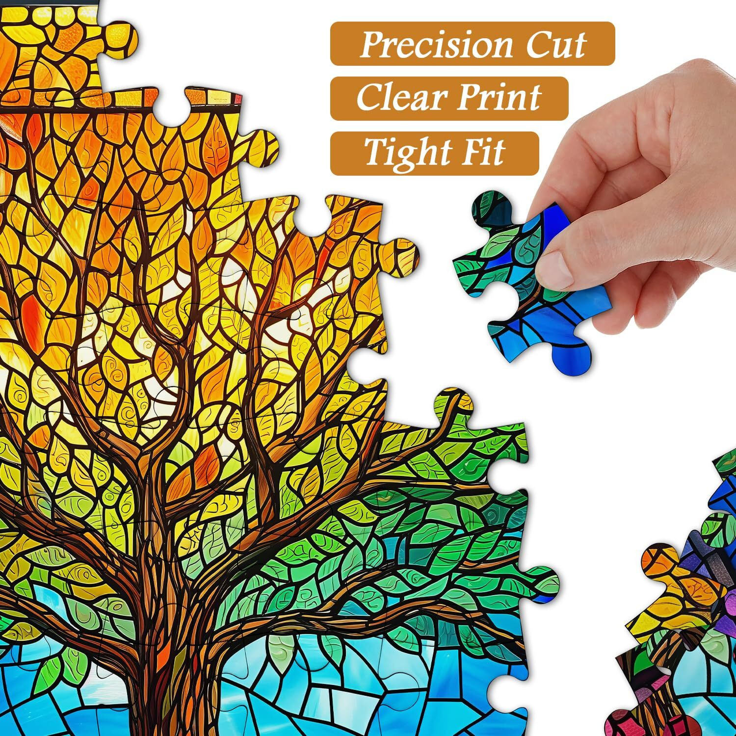 Pickforu Stained Glass Puzzles For Adults 1000 Pieces And Up  Mosaic Tree Of Life Puzzle Unique Rainbow Puzzles  Colorful Difficult Jigsaw Puzzles For Adults