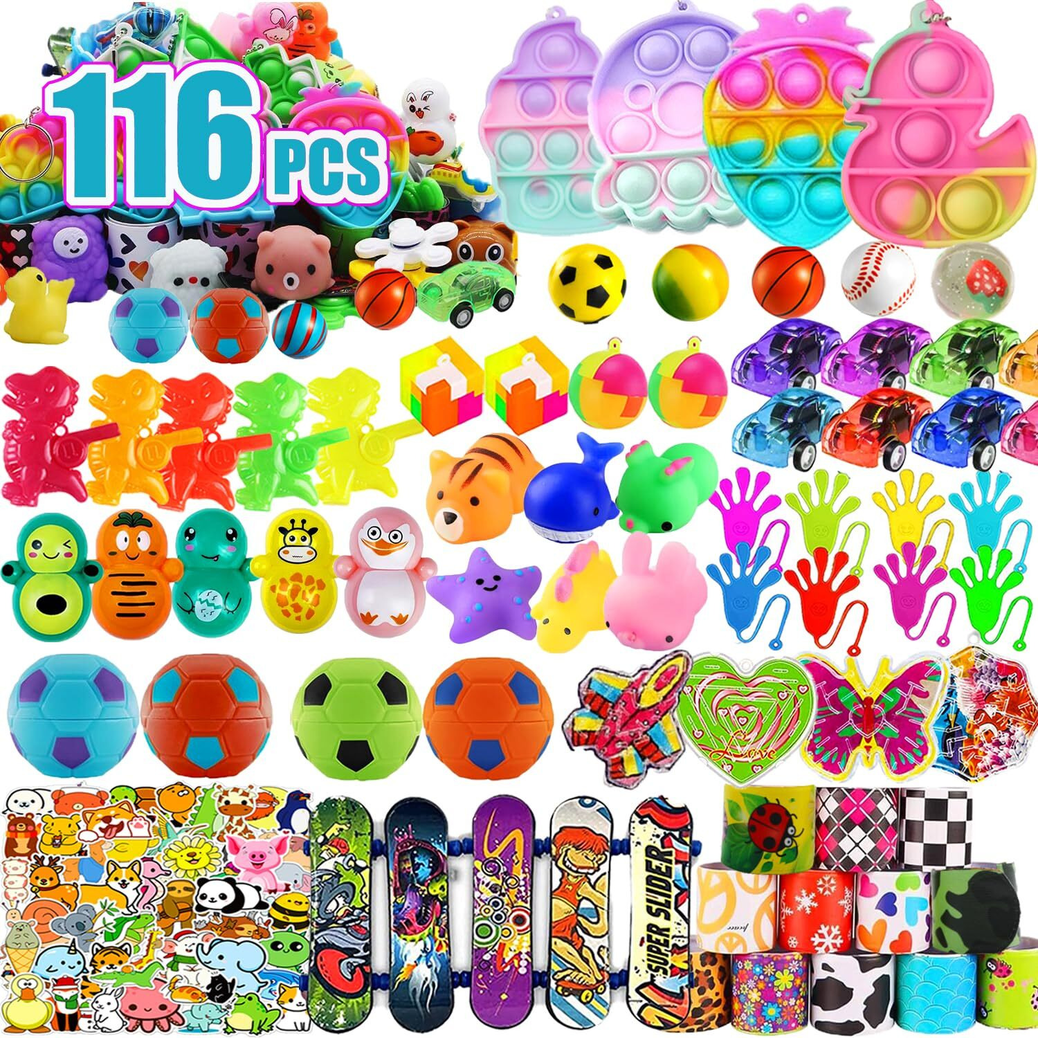 116 Pcs Prizes For Kids Classroom  Treasure Box Toys For Classroom  Treasure Chest  Birthday Party Favors For Kids 4-8  Pinata Fillers Goodie Bag Stuffers  Bulk Valentines Gift For Kids Classroom