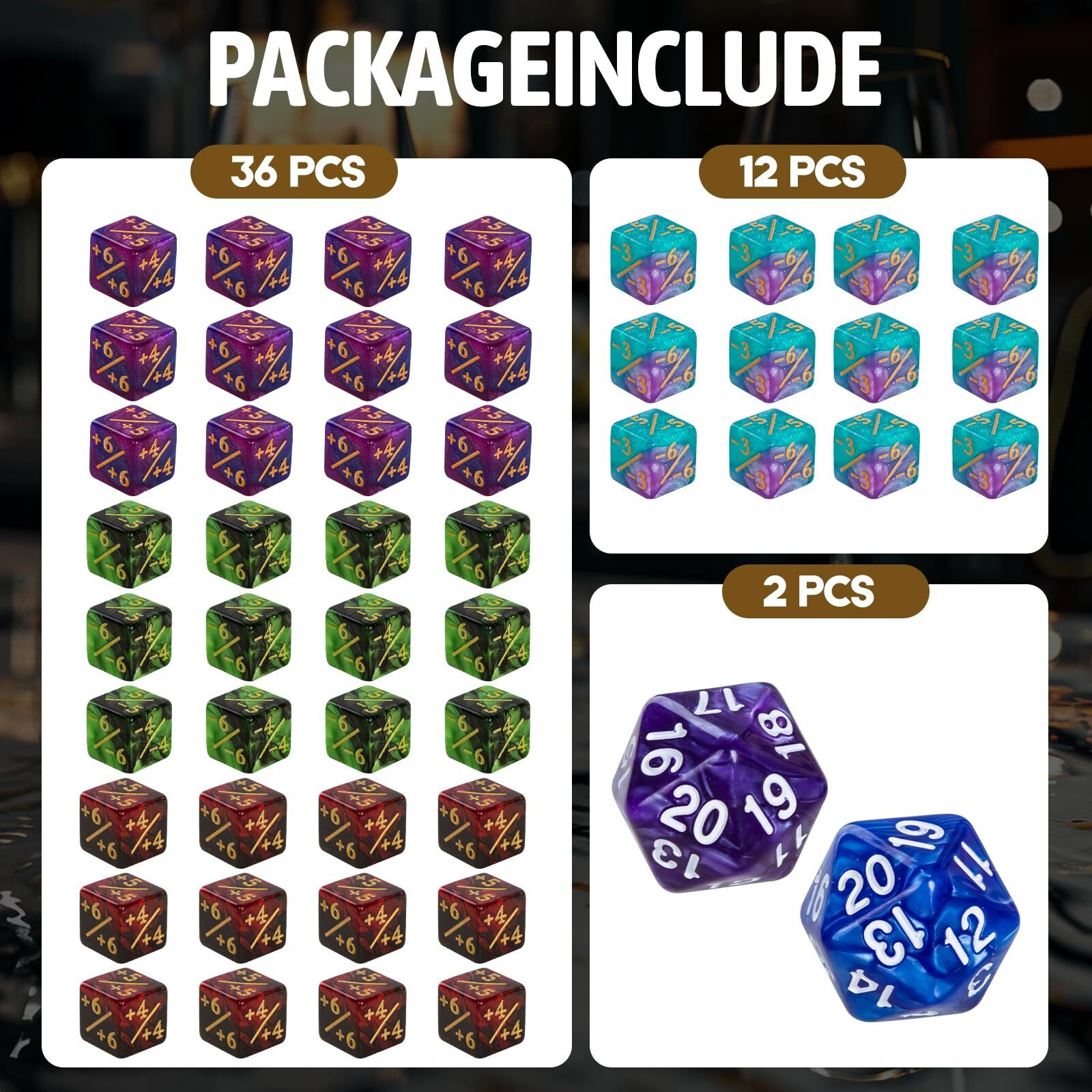 50 Mtg Counters Dice Marble Bulk Spindown Life Counter Tokens Dice Buff Tokens Compatible With Magic Card Game Accessories Ccg Creature Stats (Red&Green  Purple&Blue)