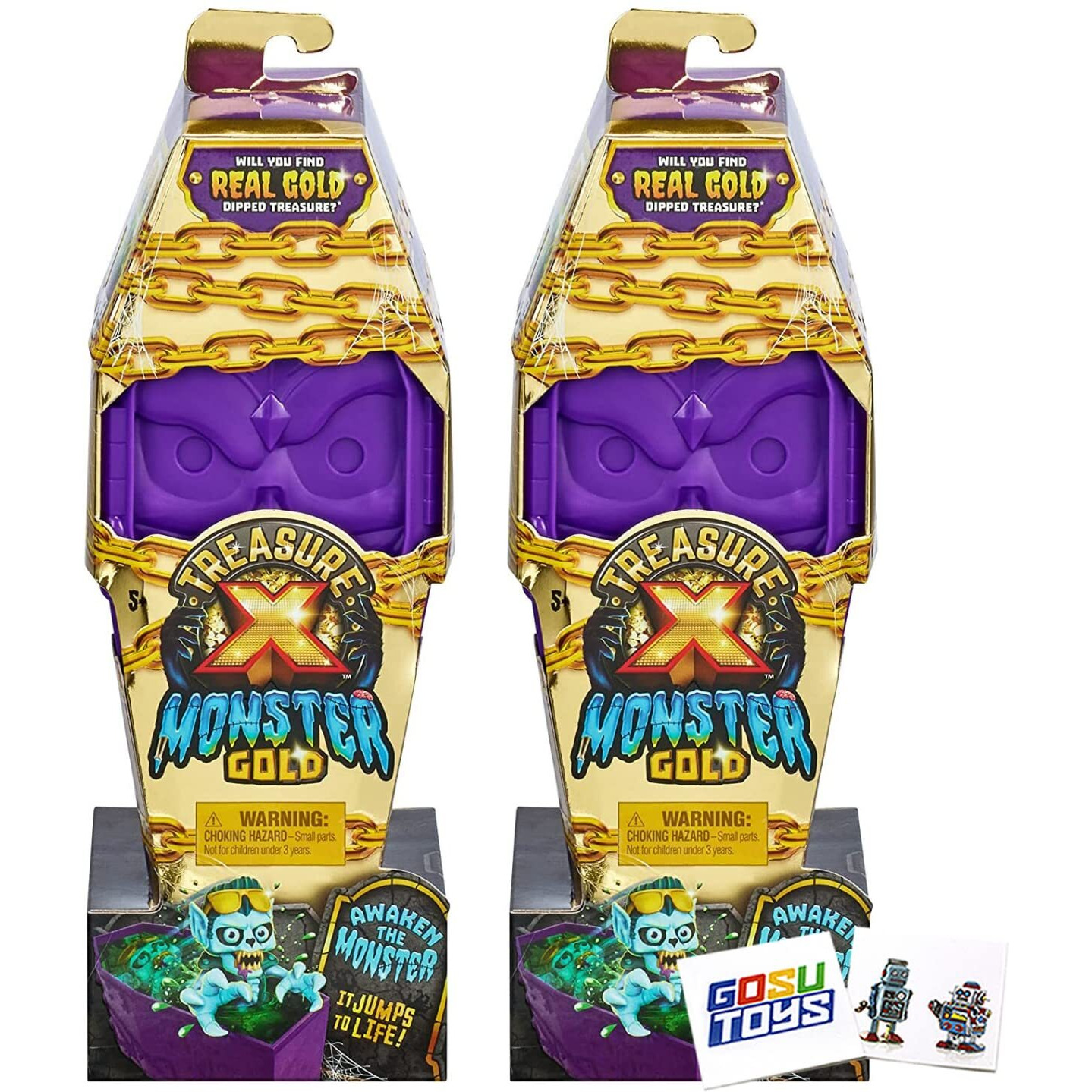 Treasure X Monster Gold 5 Inch Figure (2 Pack) Awaken The Monster With 2 Gosutoys Sticker