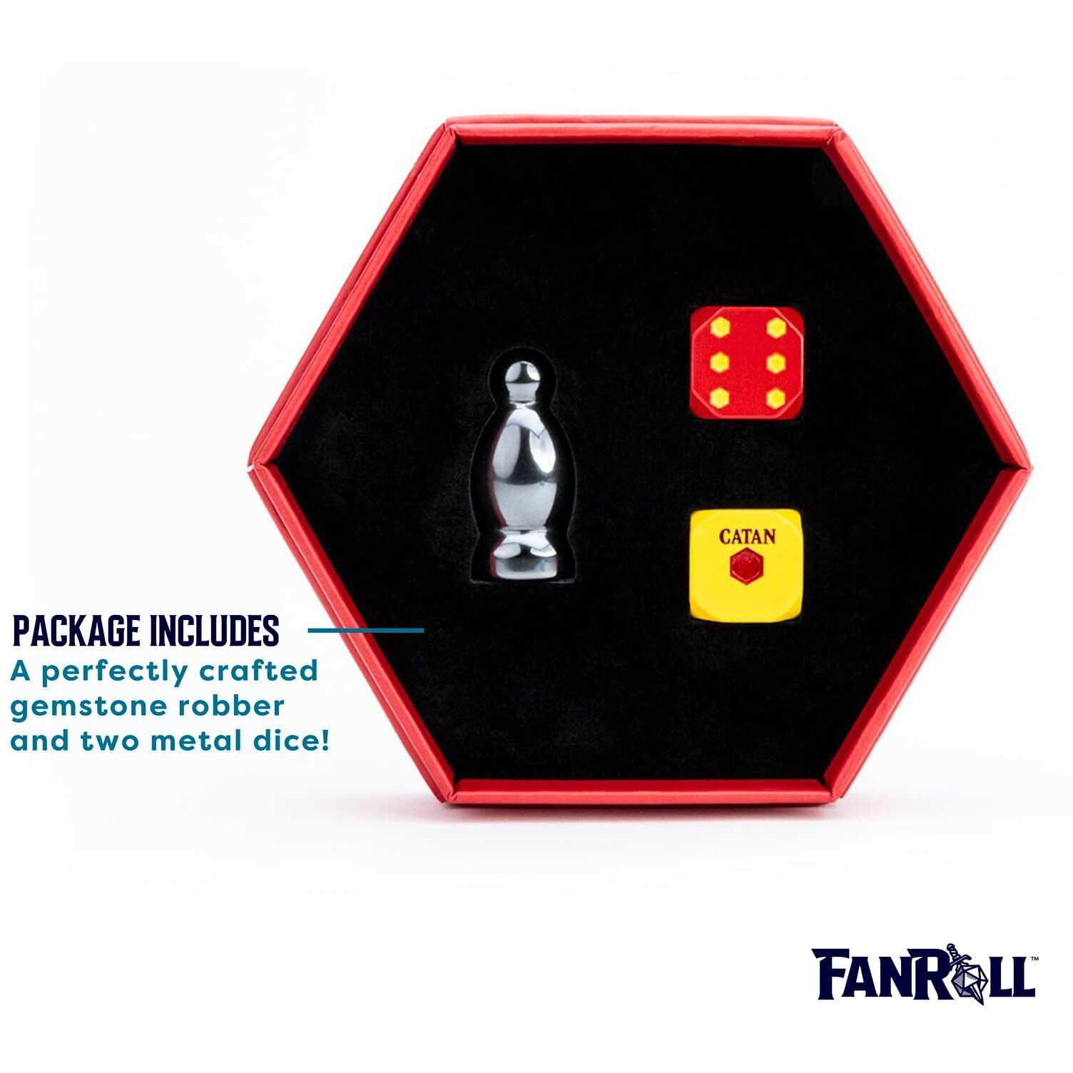 Fanroll Compatible With Catan Premium Robber & Metal Dice Set  Hematite