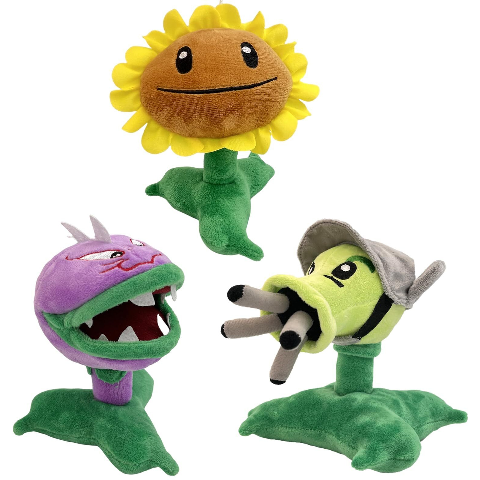 Dyharnsty 3Pcs Plants Vs Zombies Plush Toys Soft Figure Doll  Plants Vs Zombies Toys Pvz Plush Plants 1 2 Set