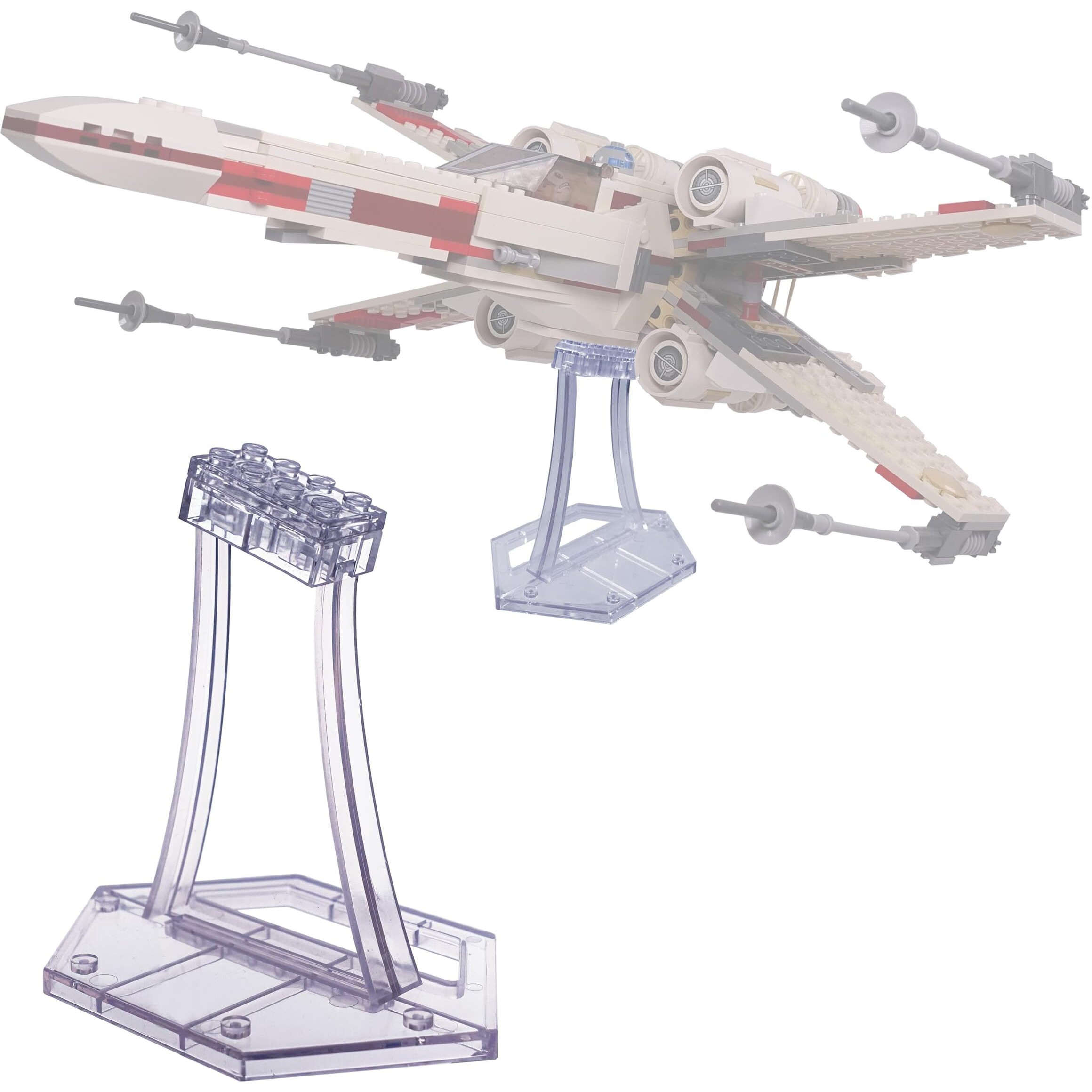 Display Stand For Lego 75301 X-Wing Starfighter  75348 75346 75347 Tie Bomber  75333 Jedi Starfighter  For Plane Building Block Set Etc. Plastic Transparent Angled Display Stand Only.