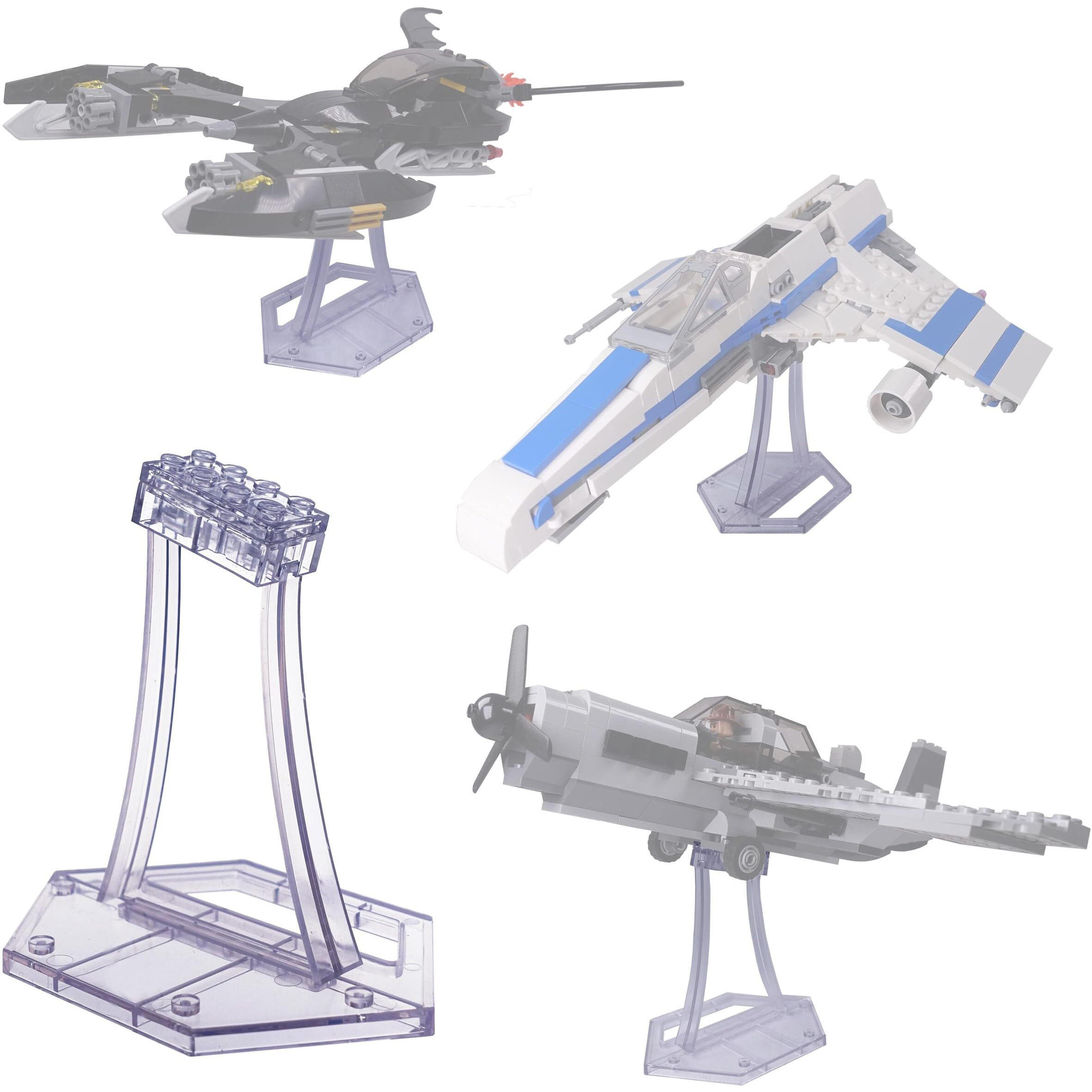 Display Stand For Lego 75301 X-Wing Starfighter  75348 75346 75347 Tie Bomber  75333 Jedi Starfighter  For Plane Building Block Set Etc. Plastic Transparent Angled Display Stand Only.