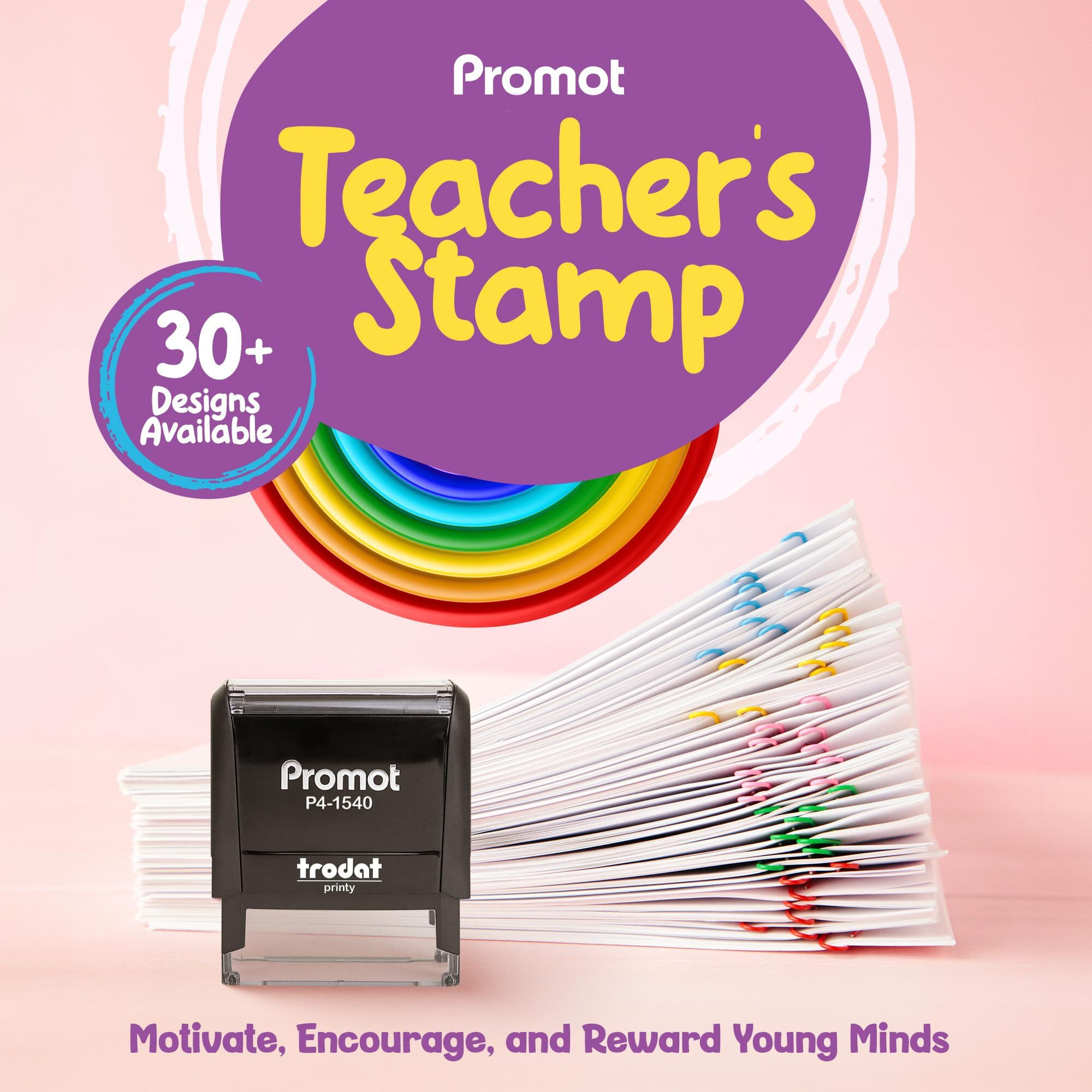 Promot Teacher Stamps For Classroom - Wheres Your Name Self Inking Stampers For Kids - Homeschool Grading Tool  Encouraging Motivational Kids Stamp For School  Choose From 40 Fun Rubber Stamp Designs
