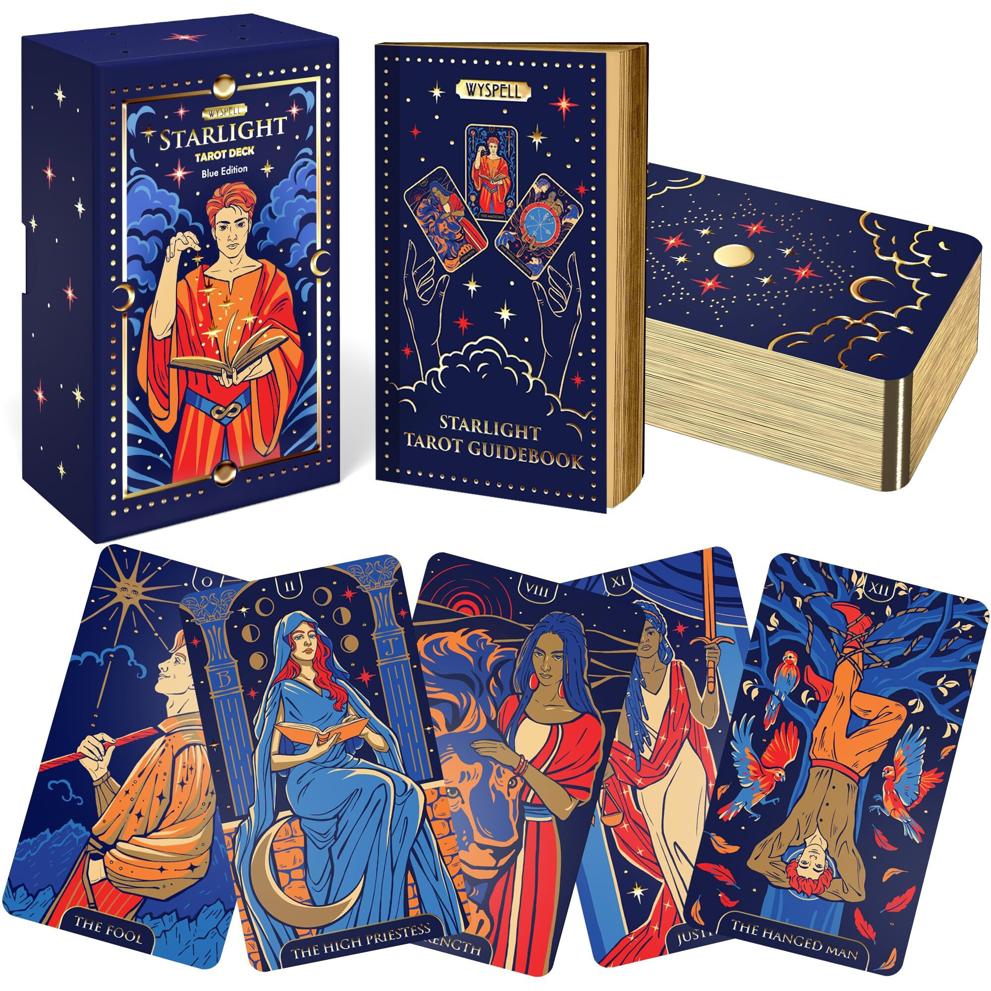 Wyspell Blue Starlight Tarot Deck Starry Sky-Inspired Tarot Cards With Guide Book - Unique Tarot Cards Set- Tarot Cards For Beginners
