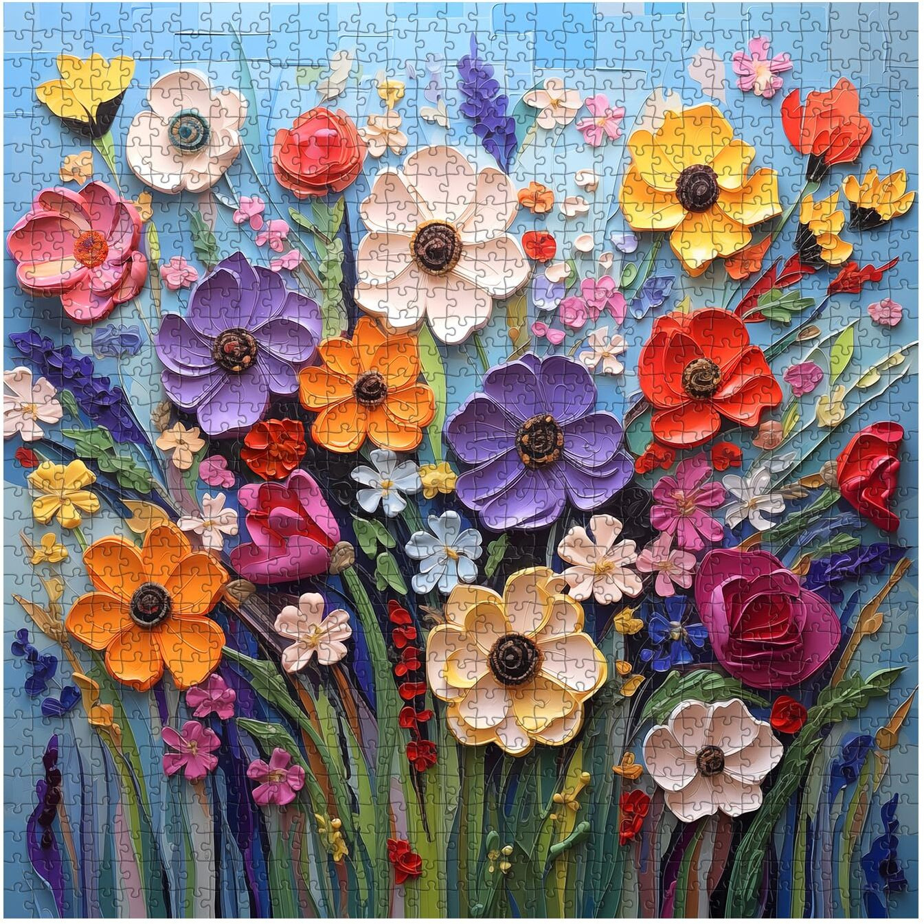 Colorful Flower Puzzles For Adults  Mosaic Plant Floral Puzzle Art  Spring Flower Garden Jigsaw Puzzles 1000 Pieces Painting
