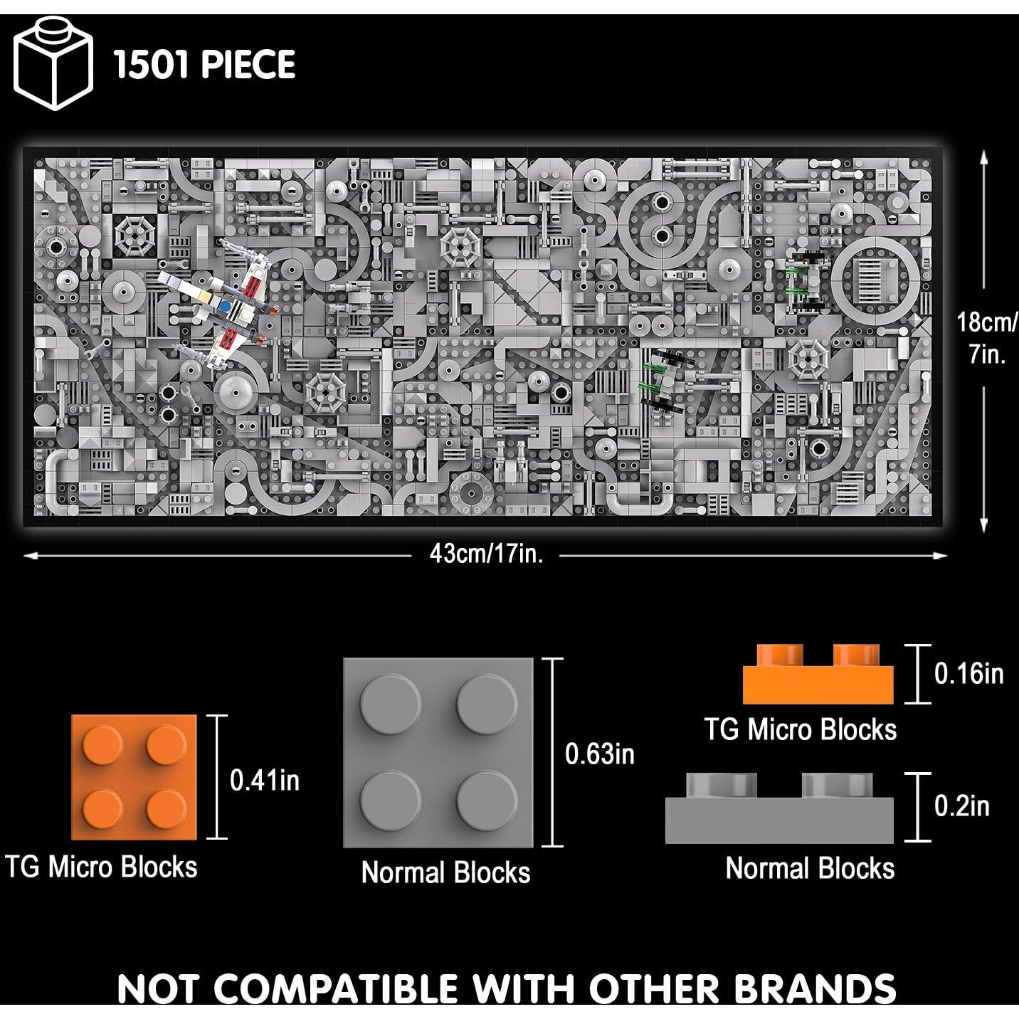 Tg Blocks Star Trench 3D Wars Run Wall Art Craft Kit  Micro Brick Framed  Creative Activity Hobbies For Teens And Adults  Diy Home  Office Decor  Suitable For Kids 8+