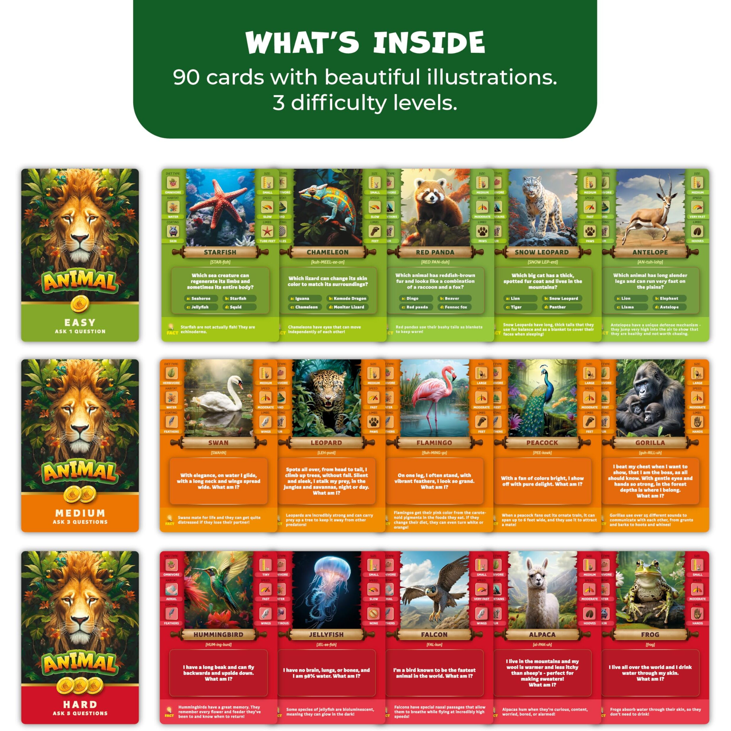 Guess The Animal - Educational Animal Guessing Game For Kids & Family - Fun Indoor & Car Childrens Game For Learning Animals  Perfect For Girls  Boys Ages 6  7  8  9  10