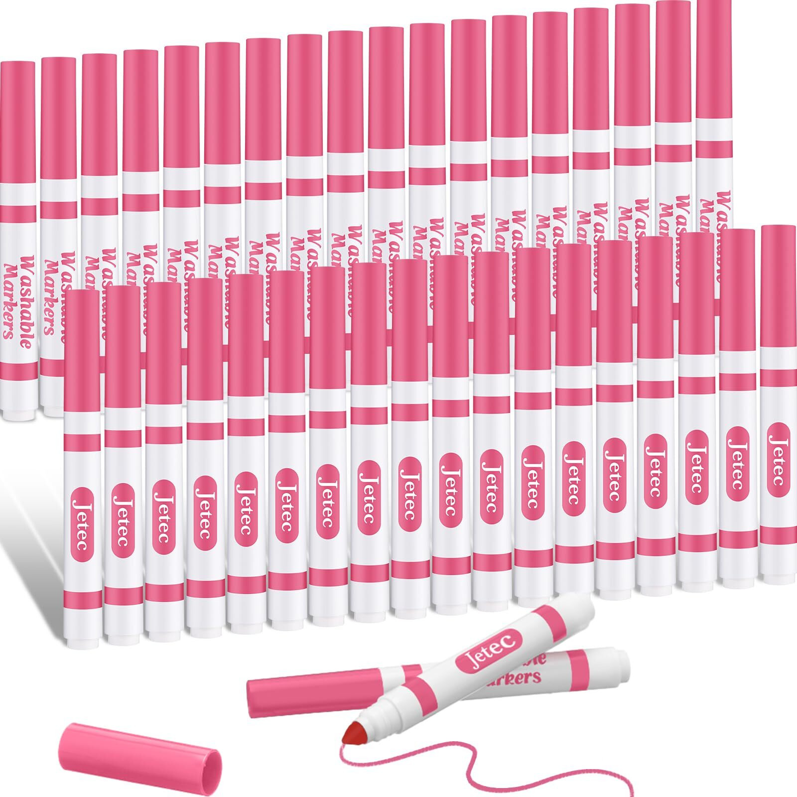Janlaugh 36 Pcs Pink Washable Markers Bulk Coloring Markers For Kids Broad Line Markers Broadline Markers Conical Tip Washable Pink Markers For School Supplies  Art Supplies  Ages 6+