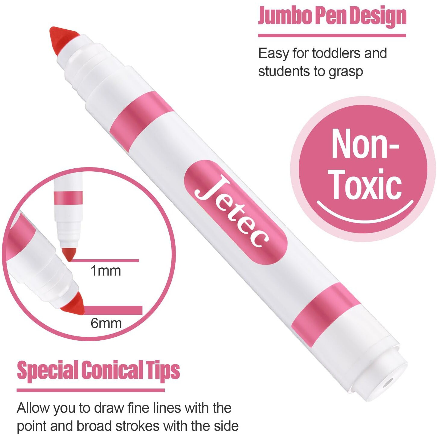 Janlaugh 36 Pcs Pink Washable Markers Bulk Coloring Markers For Kids Broad Line Markers Broadline Markers Conical Tip Washable Pink Markers For School Supplies  Art Supplies  Ages 6+