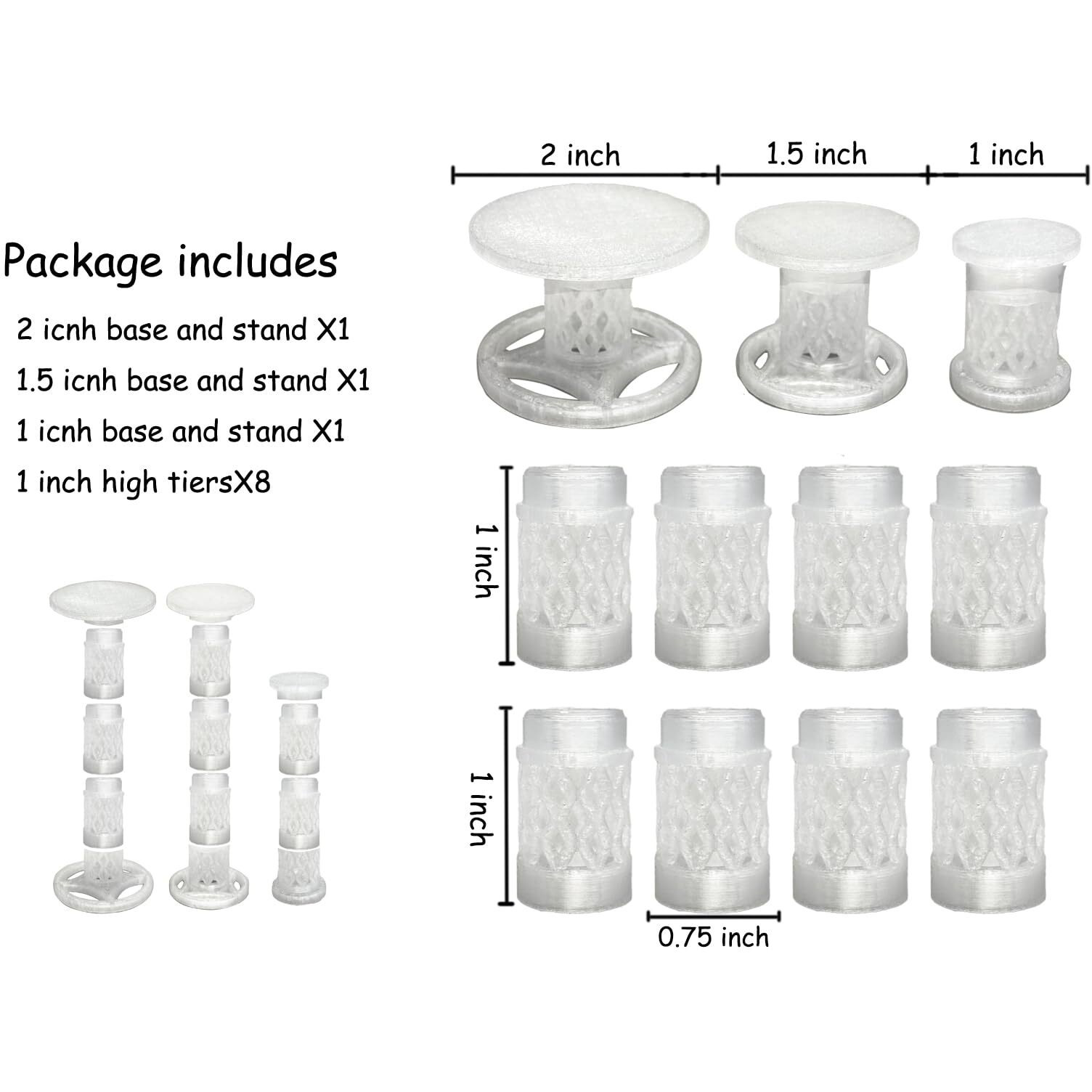 Lixusia Combat Risers For Flying Miniatures  Dnd Trpg Terrain Flight Stands  Raised Platforms  8 Adjustable Tiers With 3 Stands And Bases  (Crystal White)