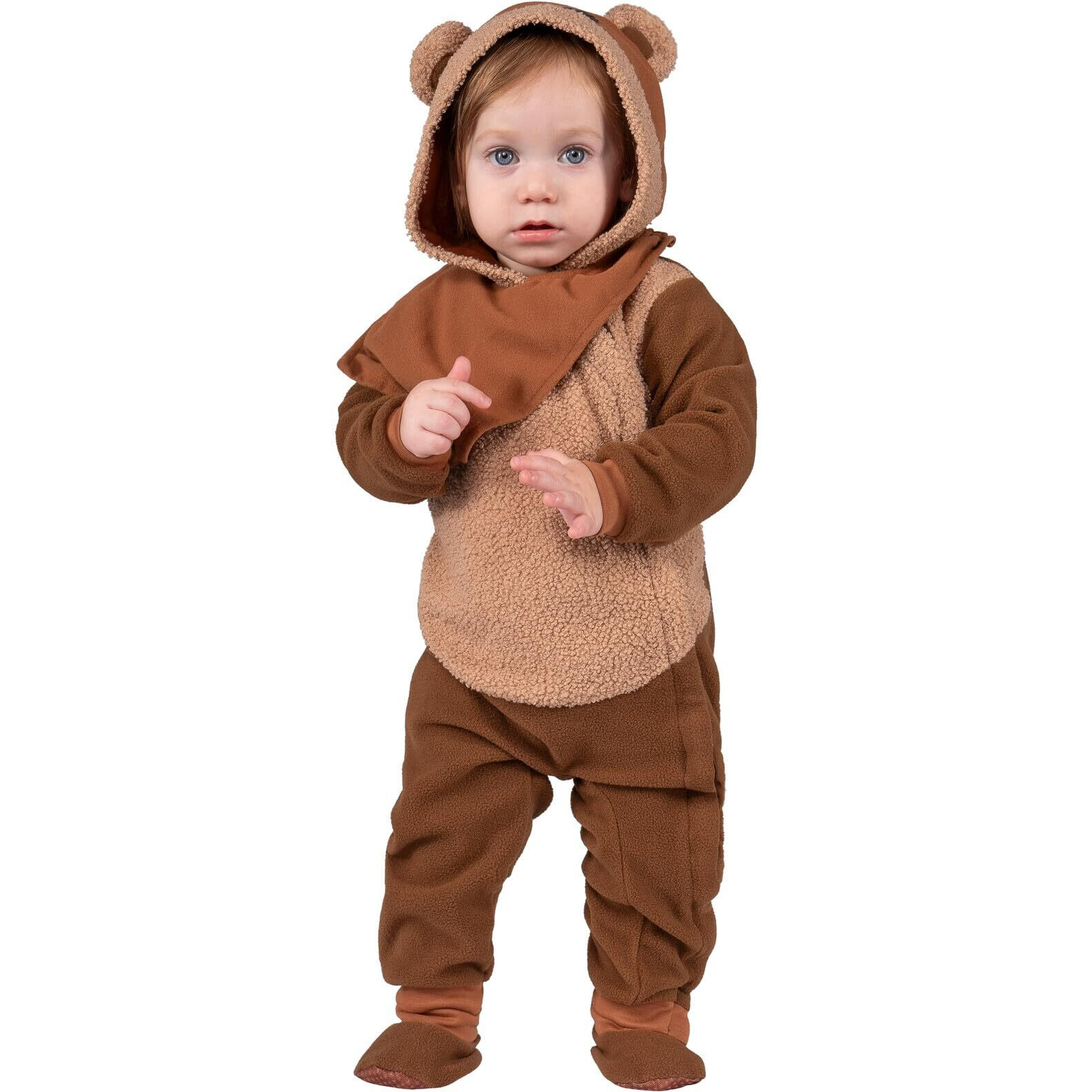 Star Wars Ewok Official Infant Halloween Costume - Premium Quality Minky Jumpsuit With Hood And Non-Slip Booties (12-18M) Brown