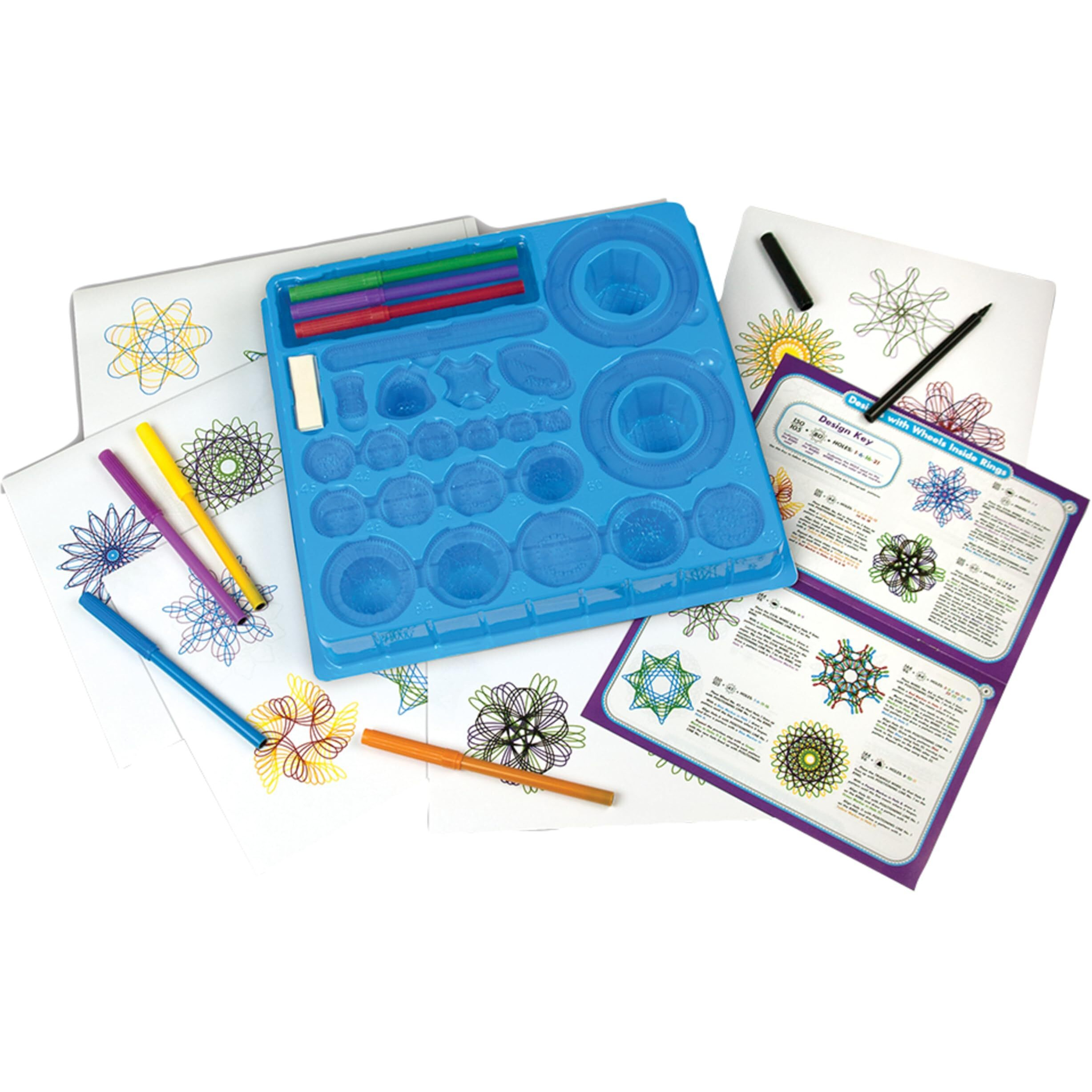 Spirograph With Markers  Arts And Crafts  Kids Toys  Art Supplies  Craft Supplies  Drawing Kit  Spiral Art  Classic Gear Design Kit  Markers  Design Sheet Included  Ages 8+