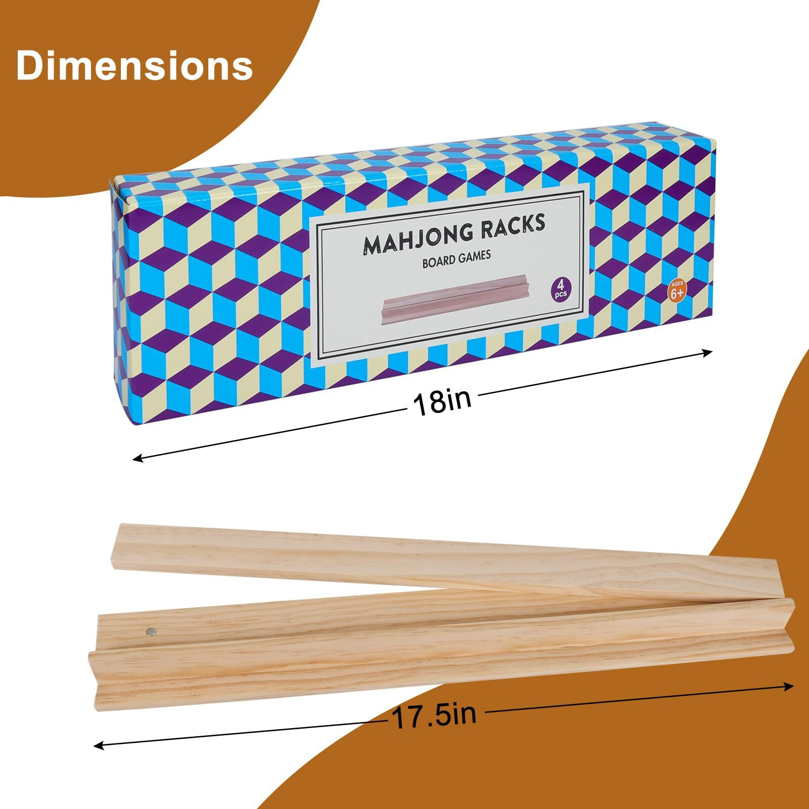 Offelec Wooden Mahjong Racks  Set Of 4 Trays For Mahjong Game  Premium Holders For Mahjong  Mexican Train  Dominoes And More Game Stands (Includes Magnetically Attached Mahjong Pushers)