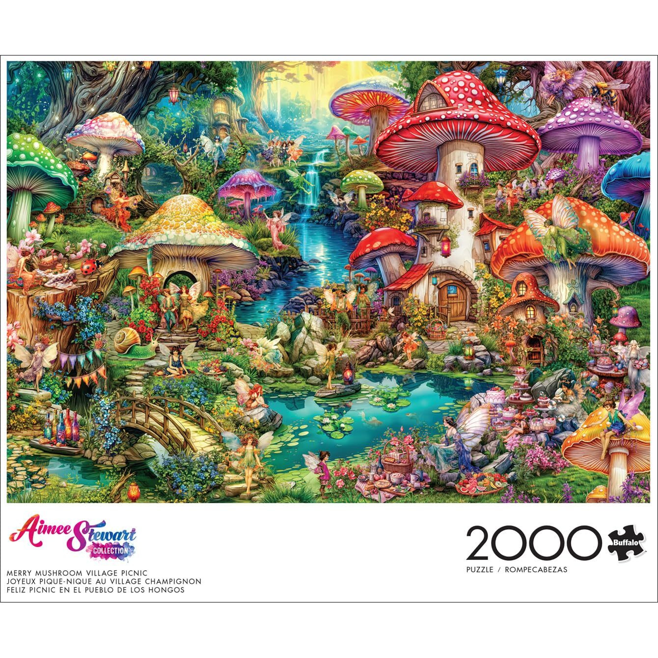 Buffalo Games - Aimee Stewart - Merry Mushroom Village Picnic - 2000 Piece Jigsaw Puzzle For Adults Challenging Puzzle Perfect For Game Nights - Finished Size Is 38.50 X 26.50