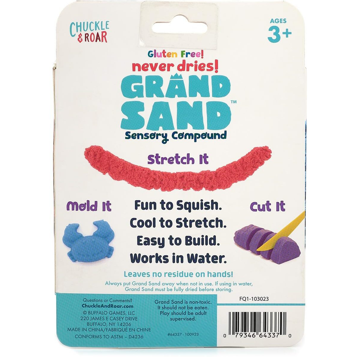 Chuckle & Roar - Grand Sand 3 Pack - Tactile Sensory Sand - Educational Fun For Preschoolers - Sensory Arts And Crafts For Kids  Toddlers - Doesn'T Dry Out - Ages 3 And Up