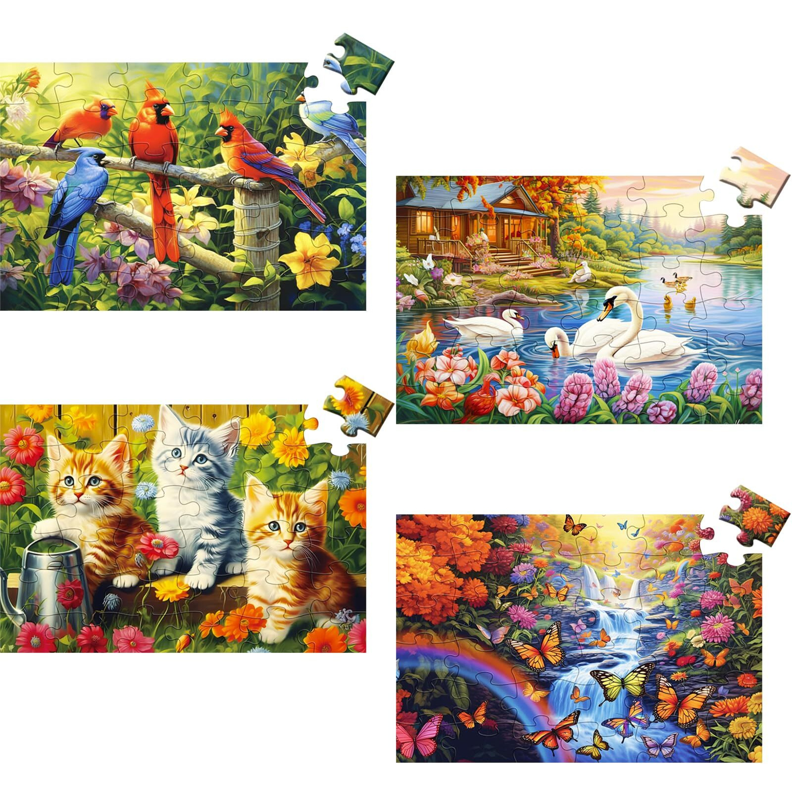 4 Packs 36 Large Piece Puzzle For Seniors - Dementia Puzzles For Elderly Adults Alzheimers Puzzles Memory Cognitive Games For Elderly Seniors With 4 Storage Bags