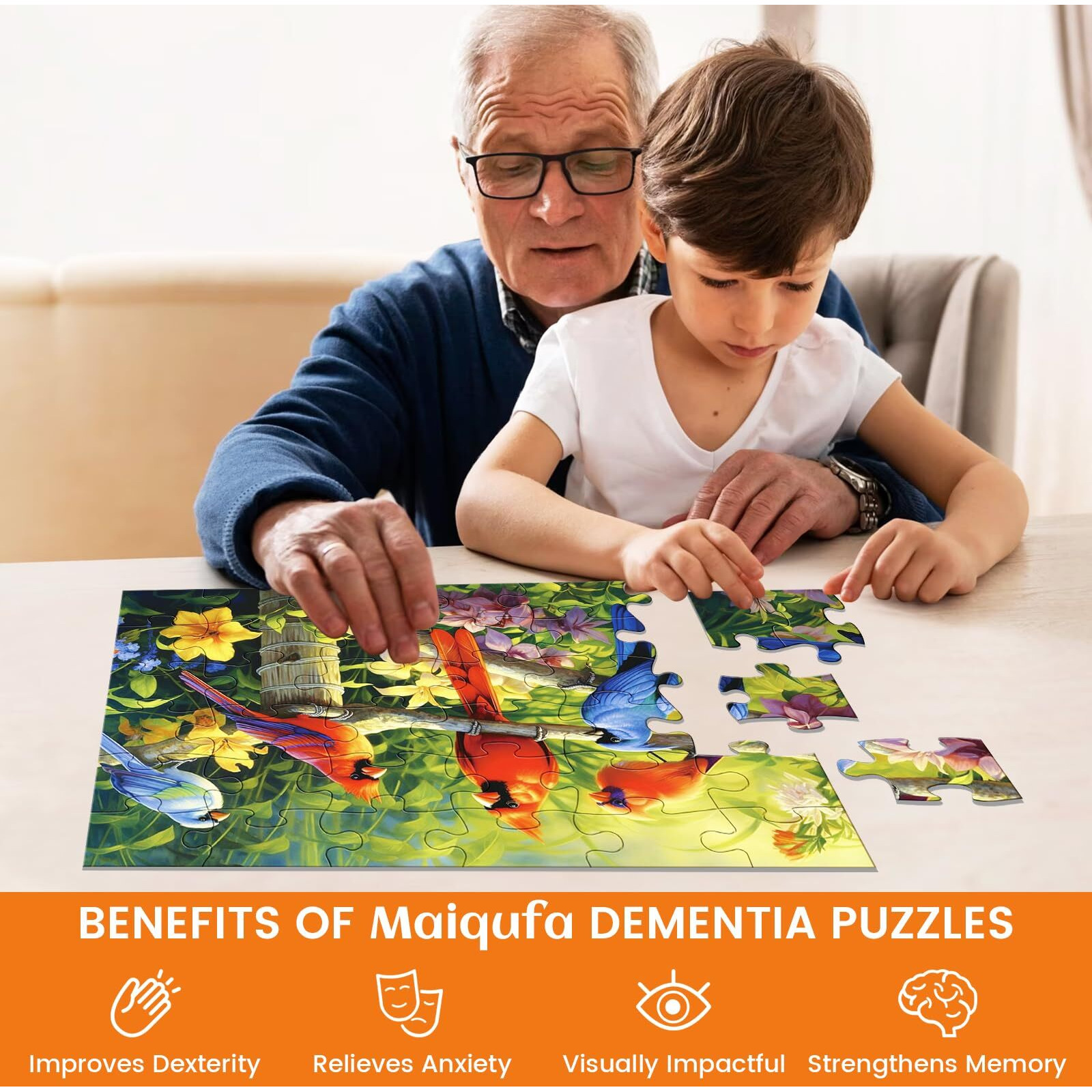 4 Packs 36 Large Piece Puzzle For Seniors - Dementia Puzzles For Elderly Adults Alzheimers Puzzles Memory Cognitive Games For Elderly Seniors With 4 Storage Bags