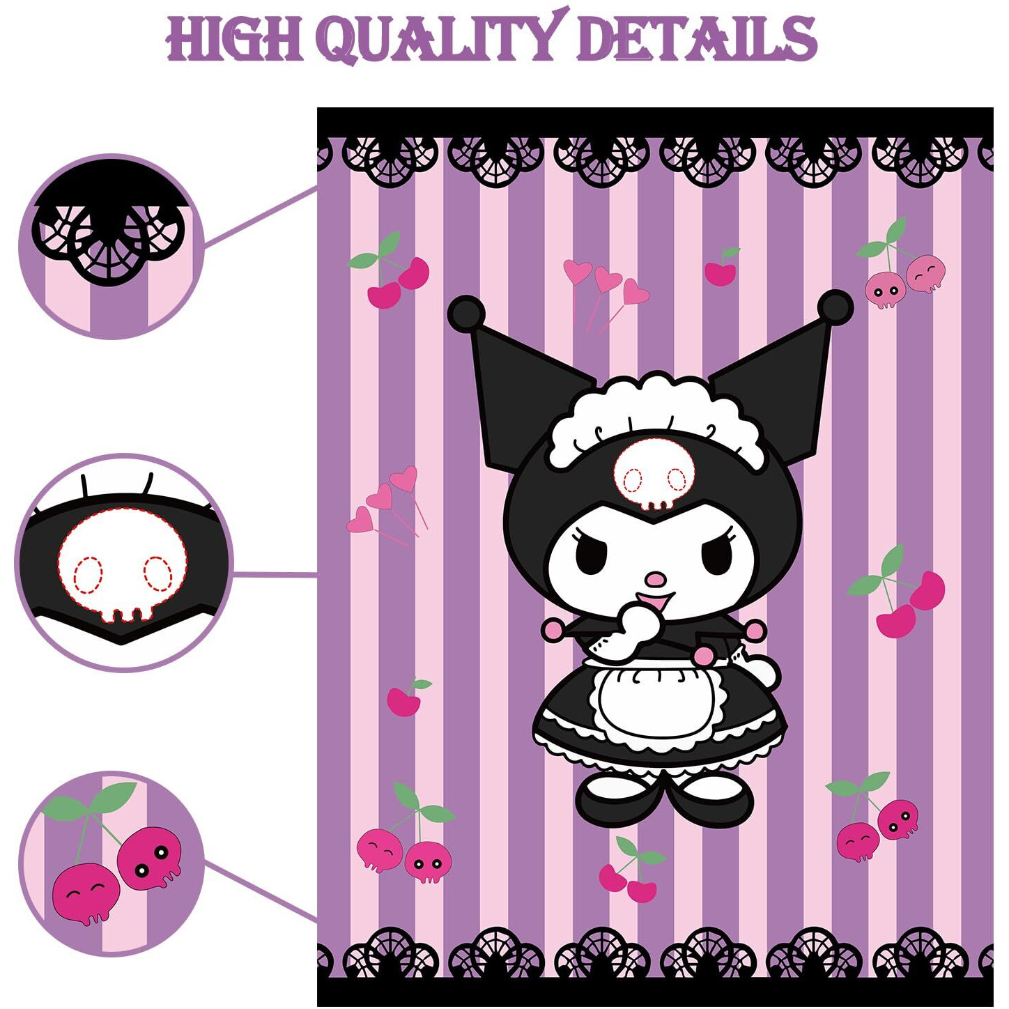 Kuromi Birthday Party Supplies  Kuromi Party Games For Boys Girls  Large Poster 24Pcs Stickers For Kuromi Birthday Favors Decorations