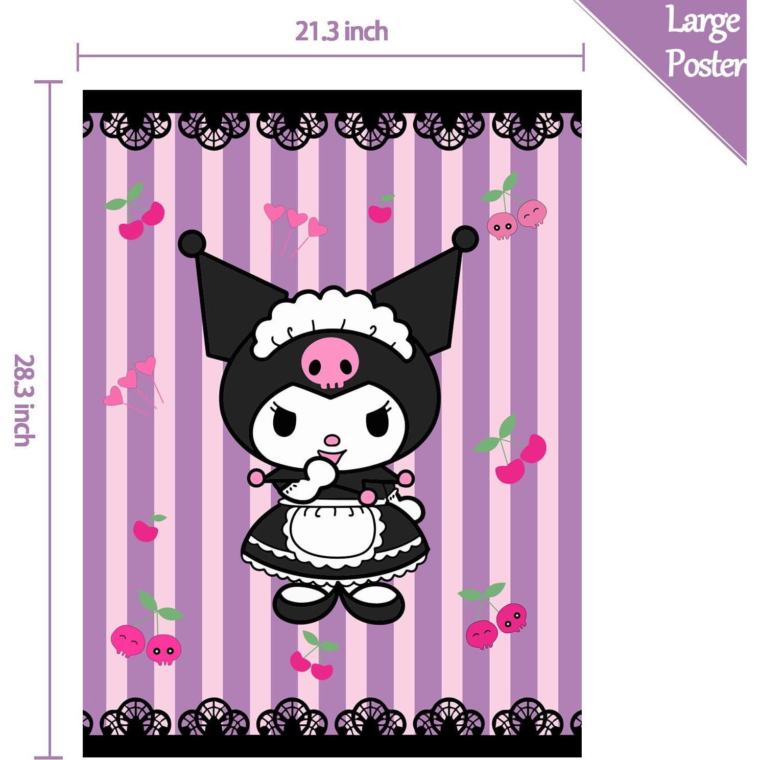 Kuromi Birthday Party Supplies  Kuromi Party Games For Boys Girls  Large Poster 24Pcs Stickers For Kuromi Birthday Favors Decorations