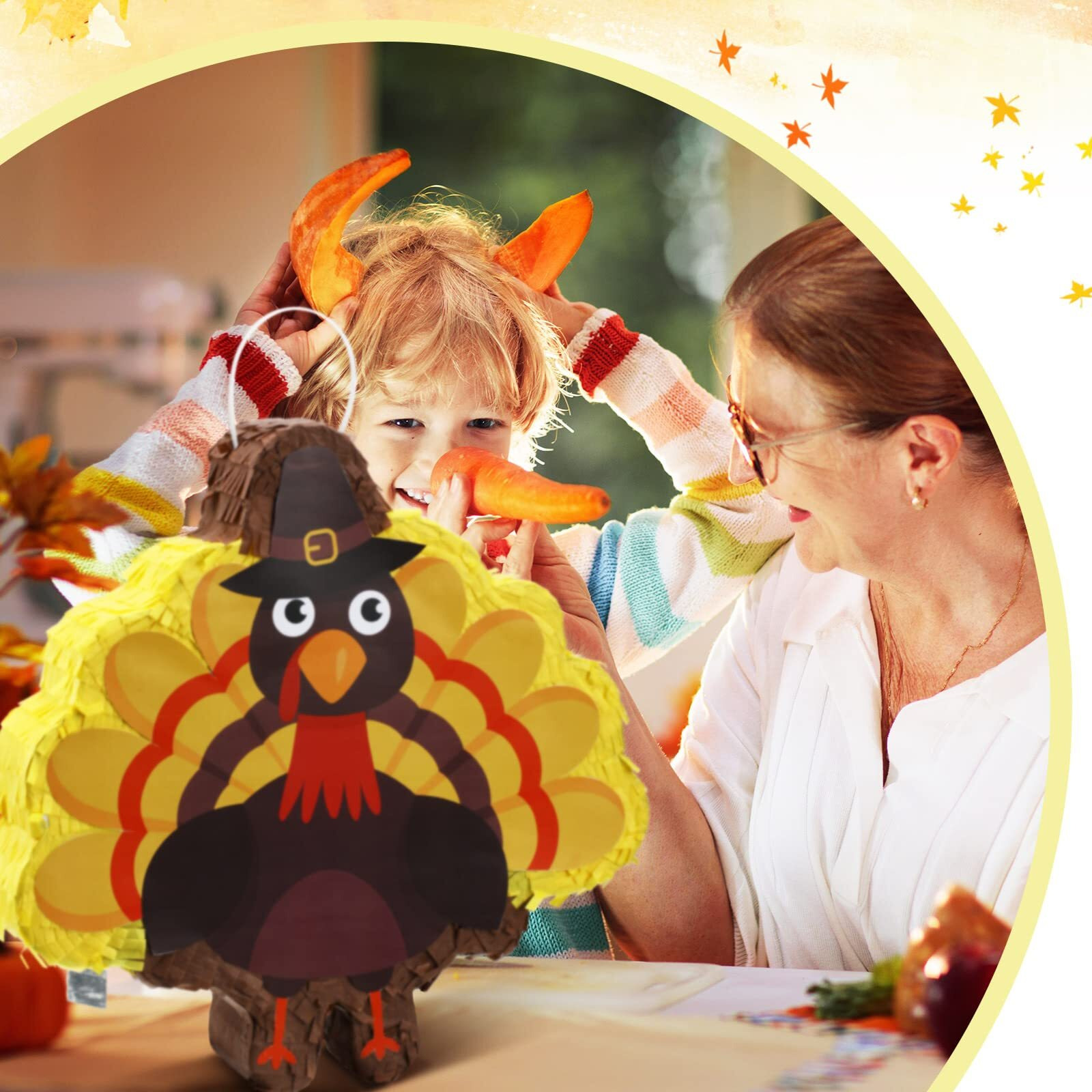 Turkey Piata Thanksgiving Piata Fall Pinata With Blindfold Bat And Confetti Autumn Piata For Thanksgiving Parties Turkey Theme Carnival Decoration Party Game Carnival  13.4 X 13 X 2.7 Inch