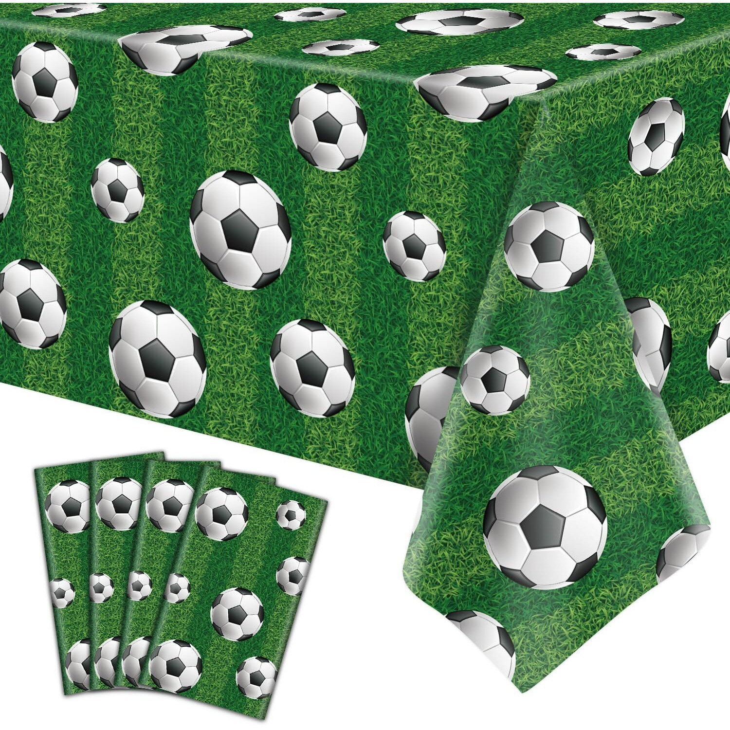 4 Pack Soccer Party Tablecloth Soccer Table Cloth Soccer Rectangular Plastic Table Cover Sports Theme Party Table Covers Soccer Birthday Decorations Soccer Theme Birthday Party Supplies 86 X 51 Inch
