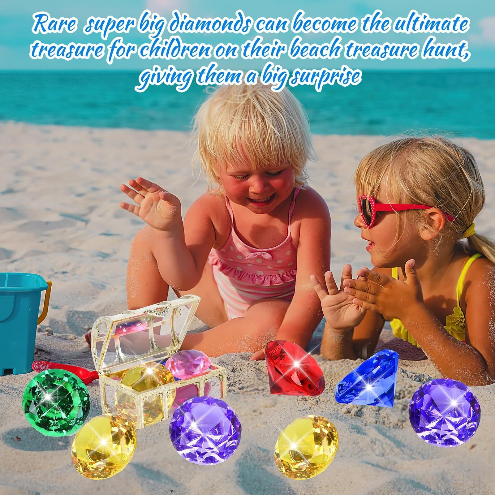Marforever Extra Large Diving Gem Pool Toys  60Mm Extra Big Diamond Colorful Pirate Treasure Diving Gems Huge Acrylic Diamond Pool Gems Set For Summer Swimming Party Favors Boys Girls Training Gifts