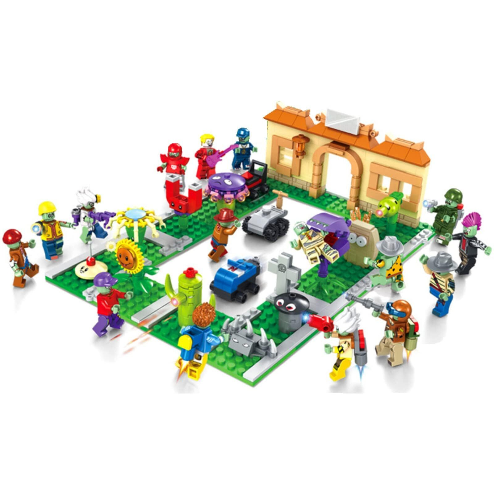 Jhesao Plants And Zombies Pvz Toys Assembly Action Figures Pvz Assemblable Toys Set 1 2 Series 687 Pcs Great Gifts For Kids And Fans Birthday And Christmas Party New