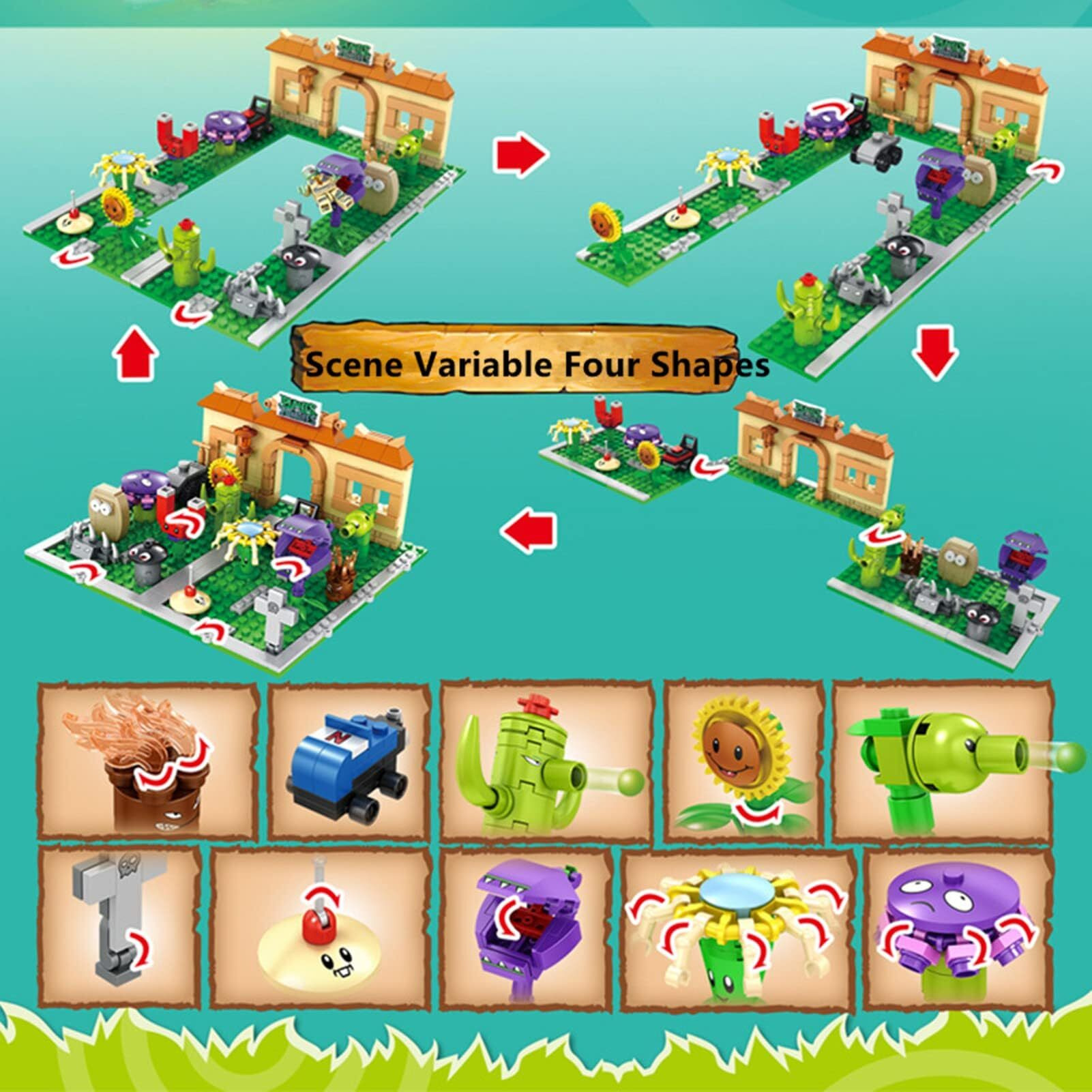 Jhesao Plants And Zombies Pvz Toys Assembly Action Figures Pvz Assemblable Toys Set 1 2 Series 687 Pcs Great Gifts For Kids And Fans Birthday And Christmas Party New