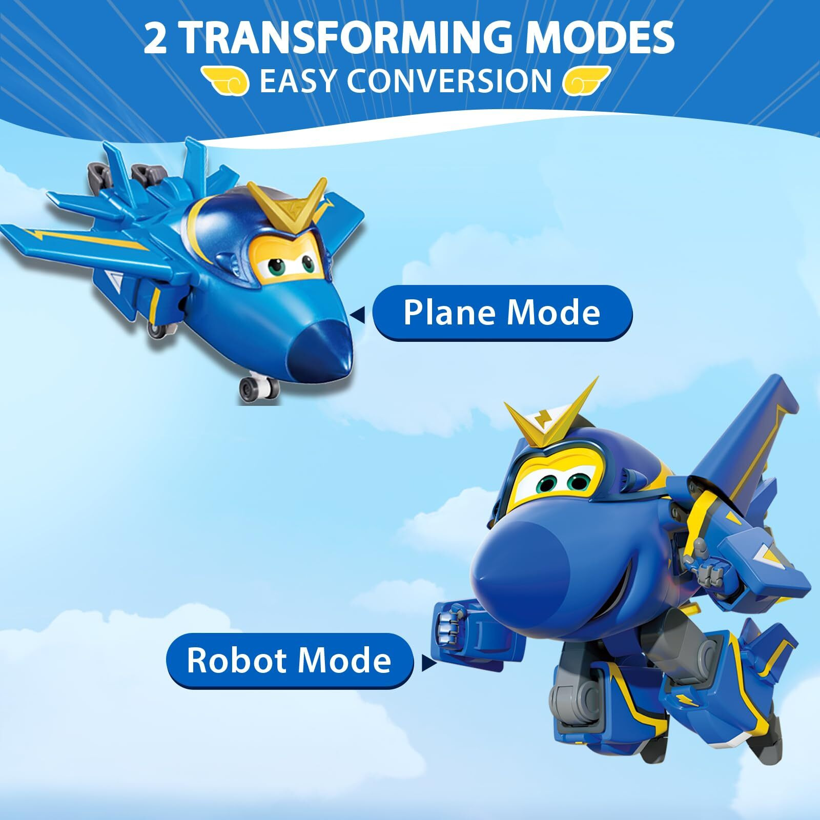 Super Wings Transformer Toys  5 In Jerome Airplane Transformer Figures Toys  2 In 1 Mode Rescue Bots Action Figure Toys For 3-5 Year Old Boys Girls  Fun Plane Toys For Toddlers Kids Age 3 4 5 6 7