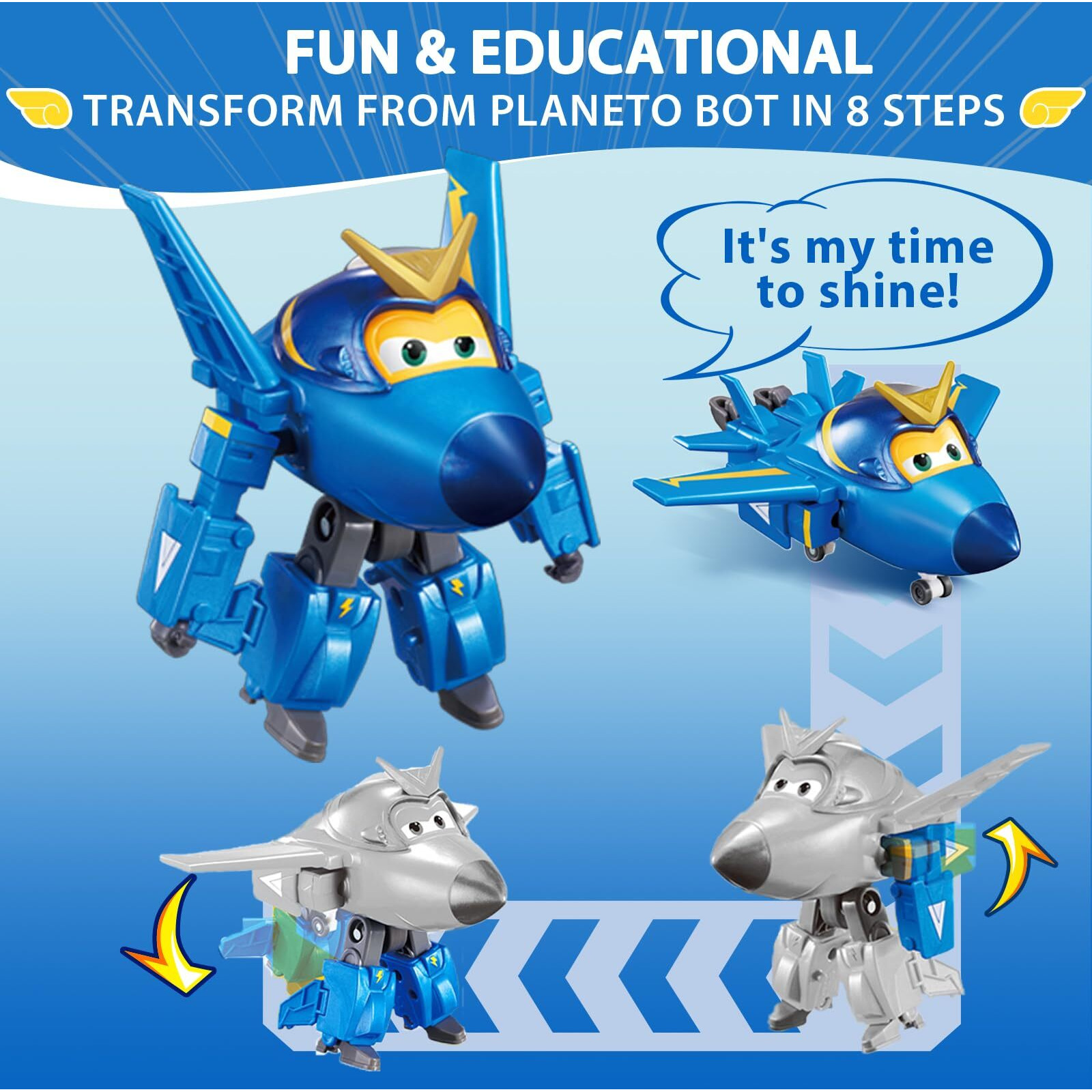 Super Wings Transformer Toys  5 In Jerome Airplane Transformer Figures Toys  2 In 1 Mode Rescue Bots Action Figure Toys For 3-5 Year Old Boys Girls  Fun Plane Toys For Toddlers Kids Age 3 4 5 6 7