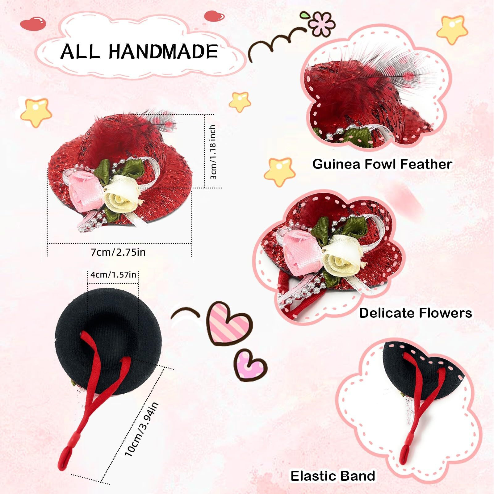 6 Pieces Chicken Hats For Hens Fit Chicken Clothes Costumes For Chickens Hats For Chickens Bearded Dragon Costume Tiny Hats Small Animal Hats Doll Clothes Doll Accessories-2