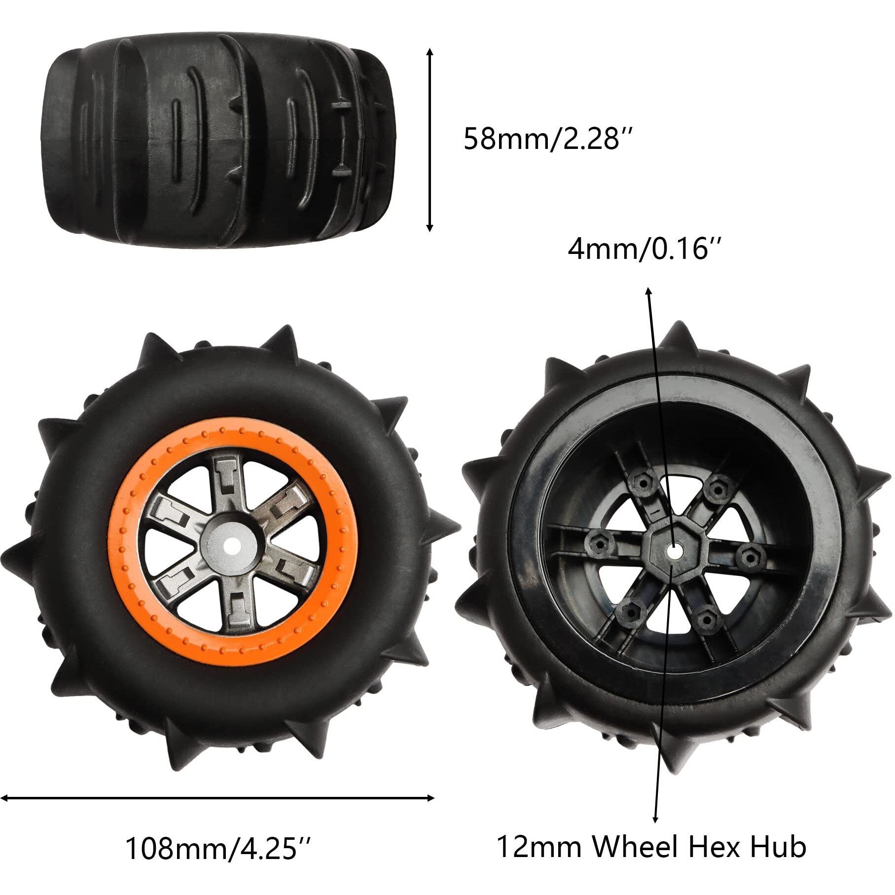Gdool Rc Car Paddle Tires Wheels Lg-Zj02 25-Zj02 920-Zj02 For High Speed 9125 9155 9156 Rc Cars S920 S921 104009 Rc Trucks(2 Pcs)