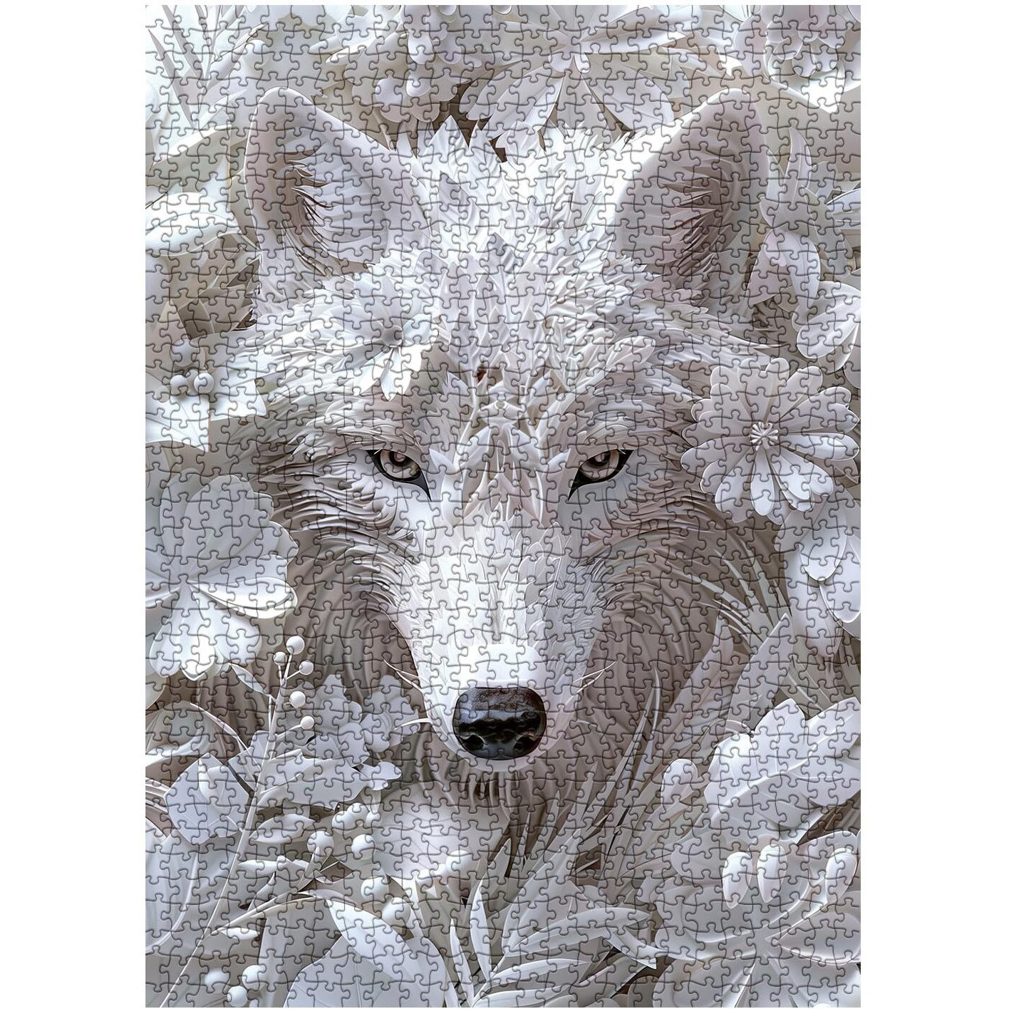 Impossible Flower Wolf Puzzles For Adults 1000 Pieces  Hard Difficult Animals White Jigsaw Puzzles  Floral Winter Wolves Art Puzzles