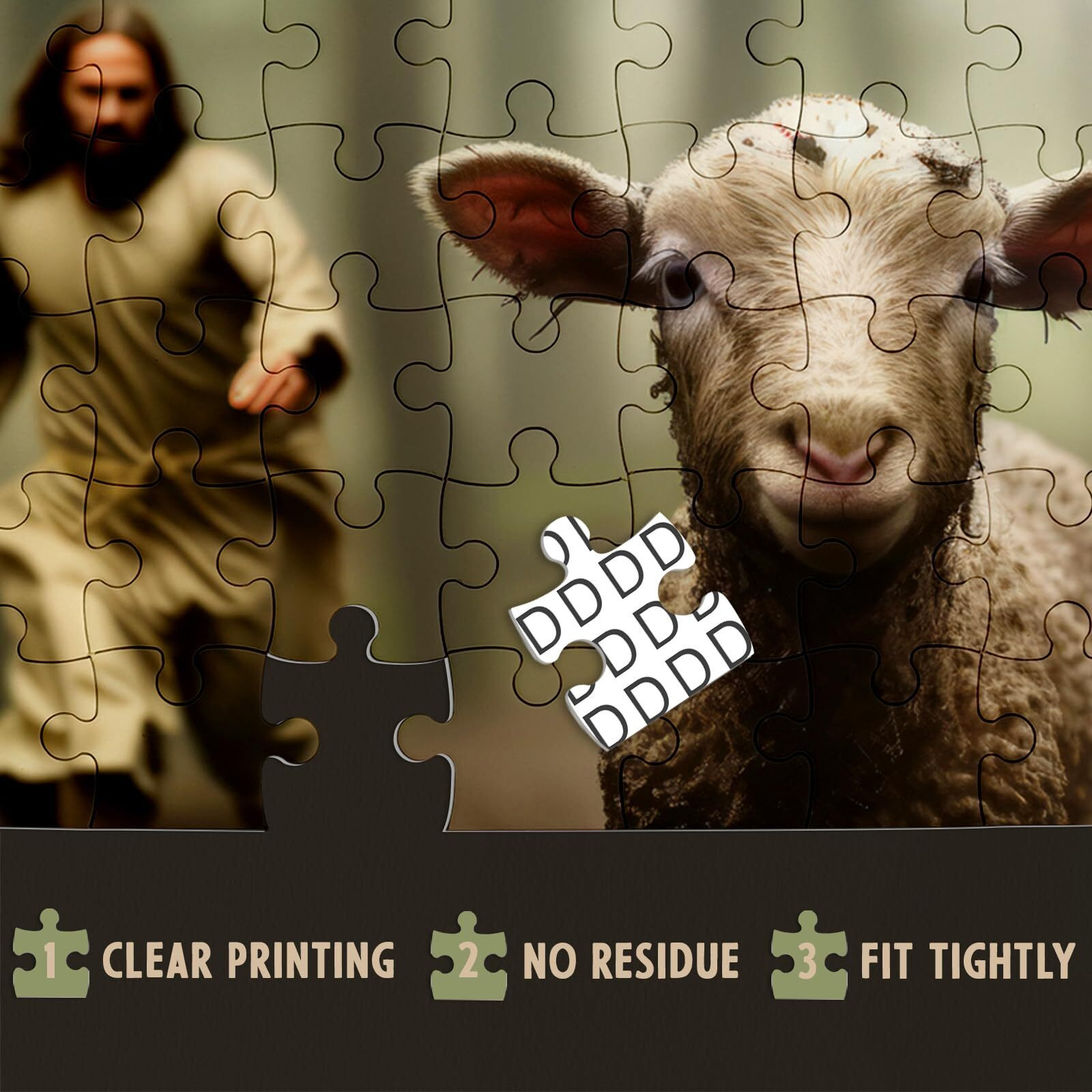Christian Puzzles For Adults 1000 Pieces Jesus Religious Jigsaw Puzzles  Lamp Sheep Puzzles For Living Room Wall Painting