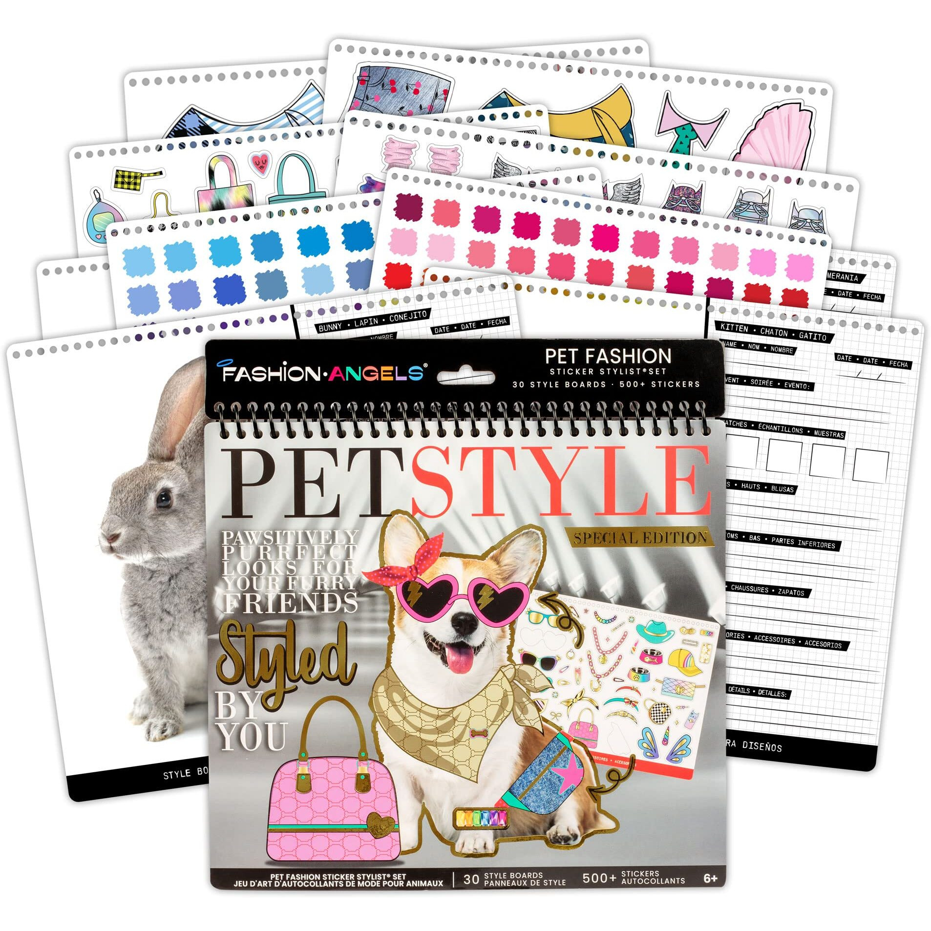 Fashion Angels Pet Fashion Sticker Stylist - 30 Style Sheets For Kids Coloring - Name  Accessorize  And Design Unique Outfits For Your Favorite Animals - Road Trip Essentials - Ages 6 And Up