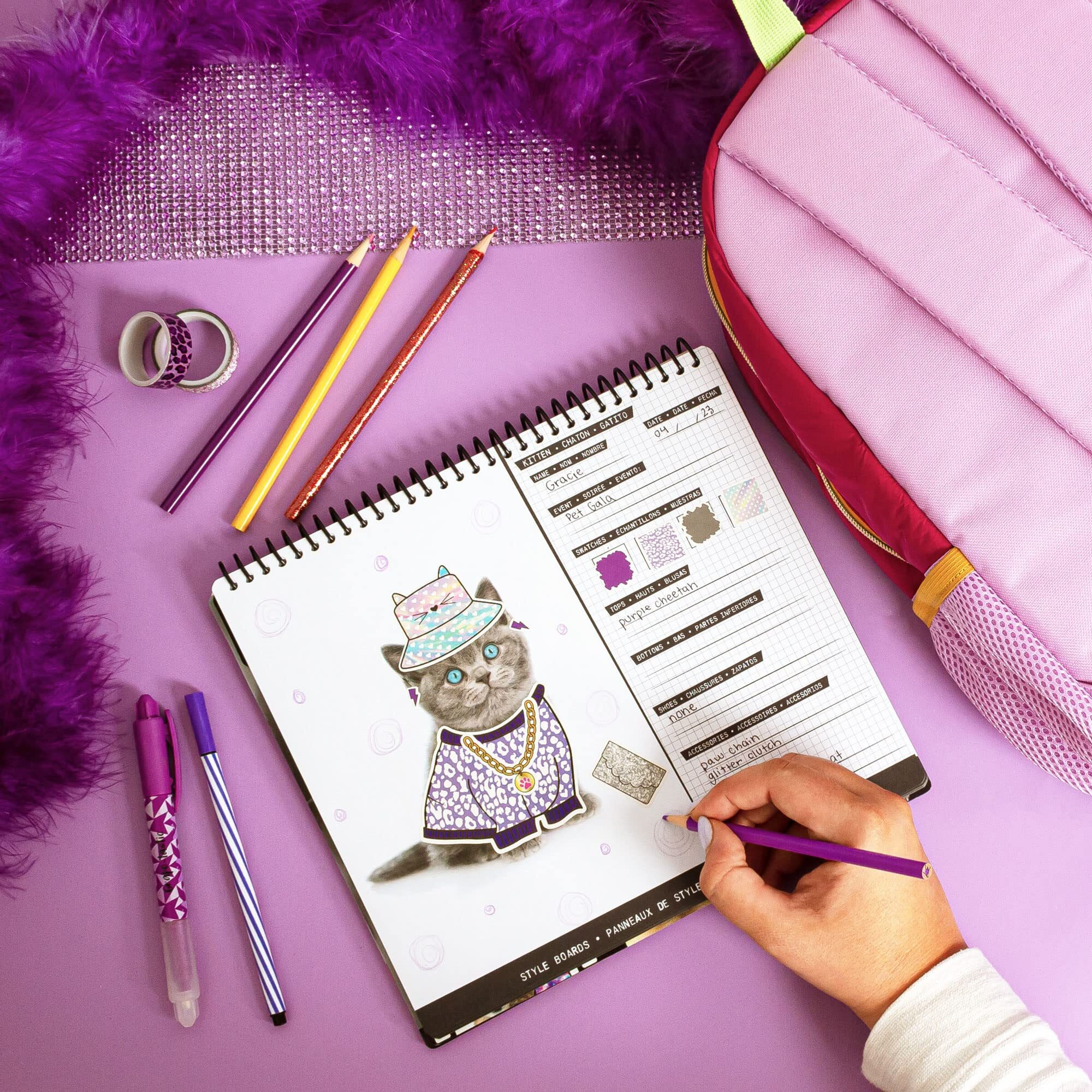 Fashion Angels Pet Fashion Sticker Stylist - 30 Style Sheets For Kids Coloring - Name  Accessorize  And Design Unique Outfits For Your Favorite Animals - Road Trip Essentials - Ages 6 And Up