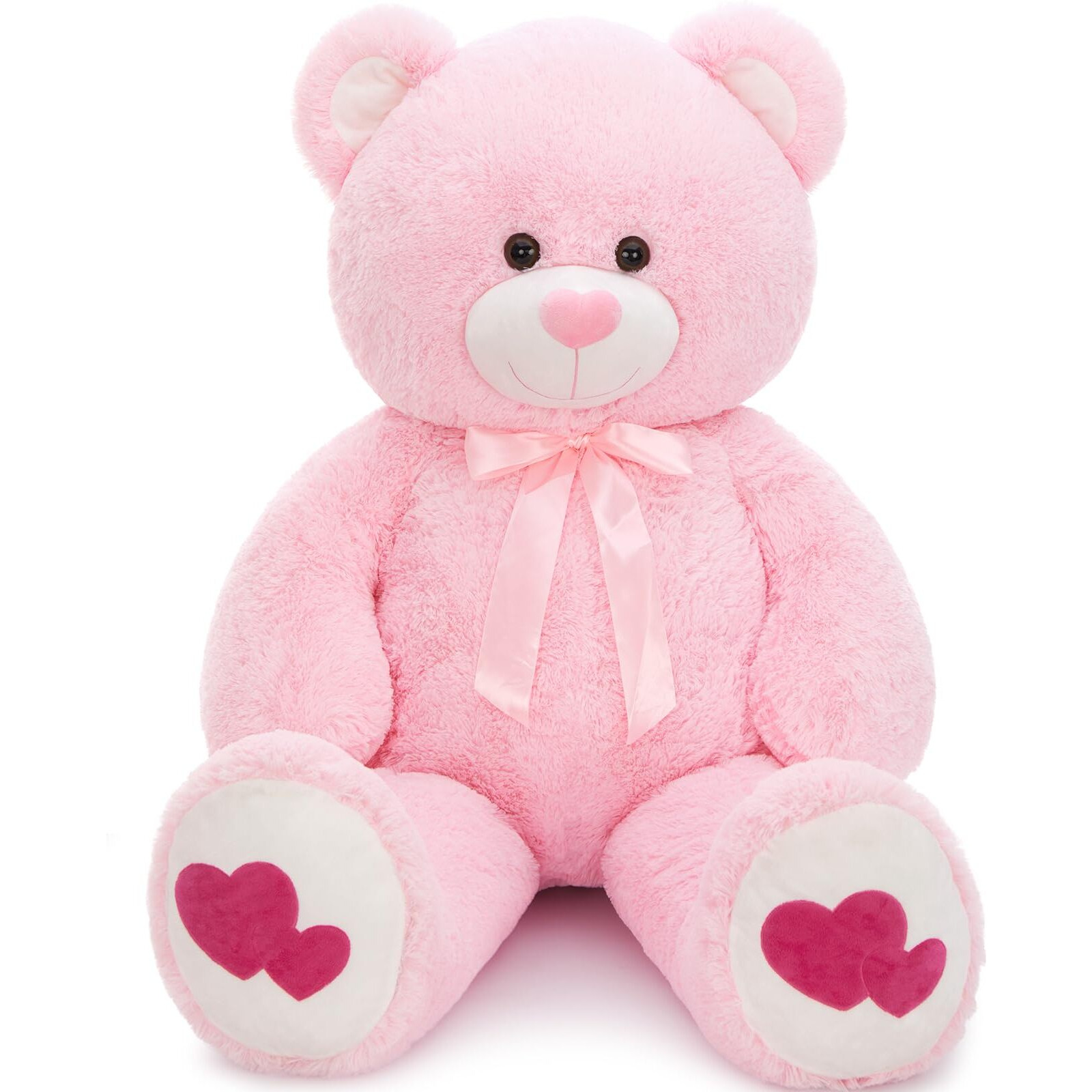 Maogolan Giant Pink Teddy Bear Plush 42 ""   "&quotHeart Footprints And Heart Nose  Large Valentines Teddy Bear For Girlfriend  Wife  Lover-Anniversary  Birthday  Long Distance