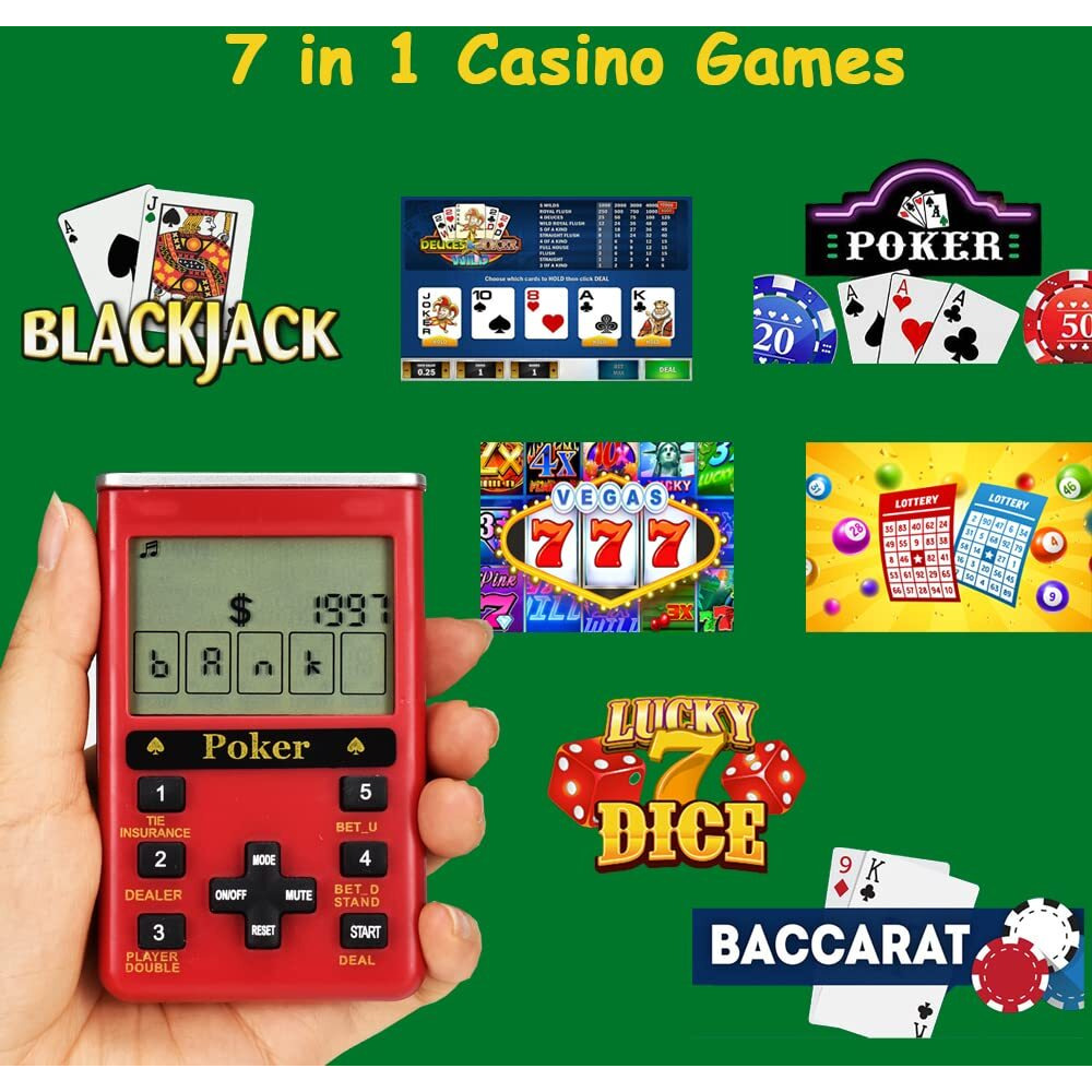 Kdsbnk Handheld 7-In-1 Casino Game - Experience The Thrill Of Vegas Anywhere - Perfect For Adults (Red Plastic)